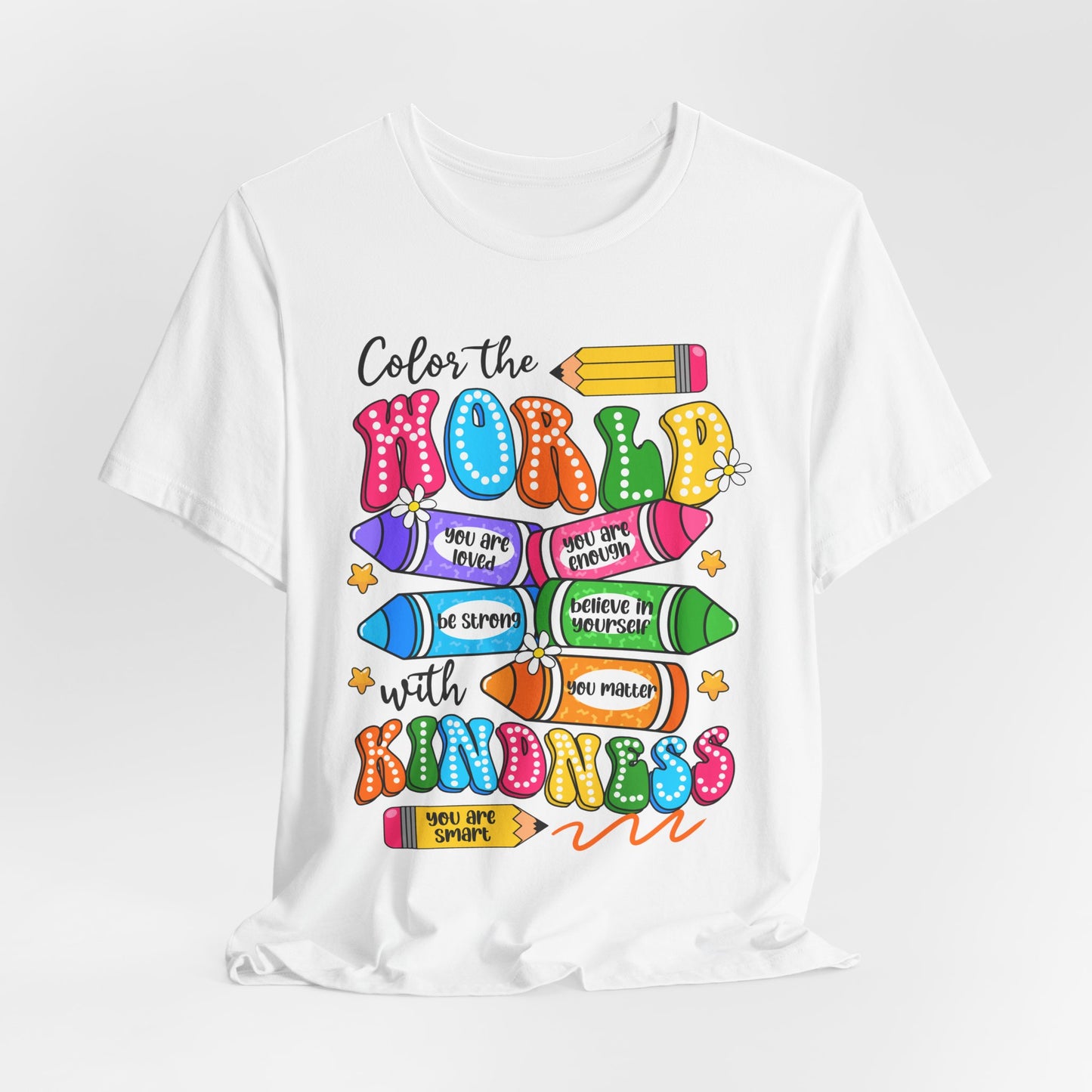 Color the World with Kindness T-Shirt — Kids & Teachers Positive Message Tee