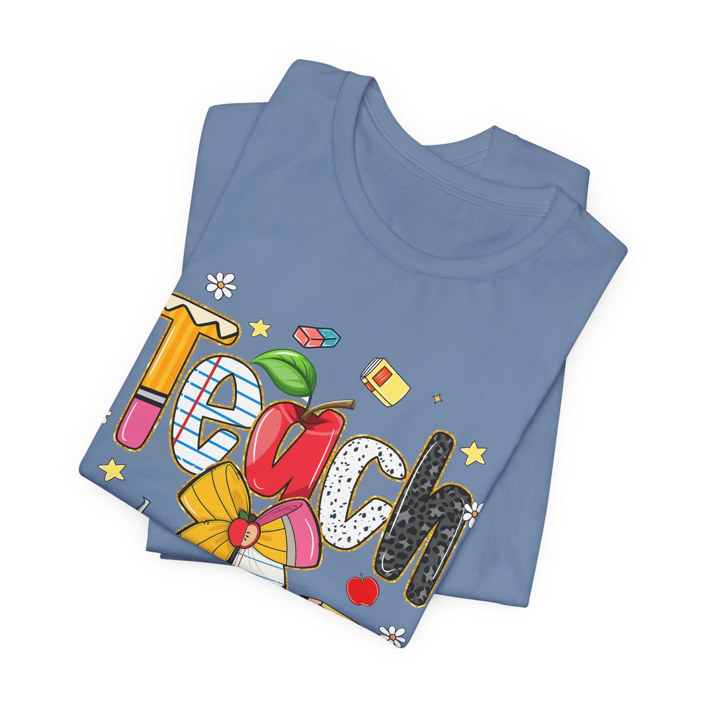 Teacher Floral Pencil Tee - "Teach" Cute School T-Shirt for Educators