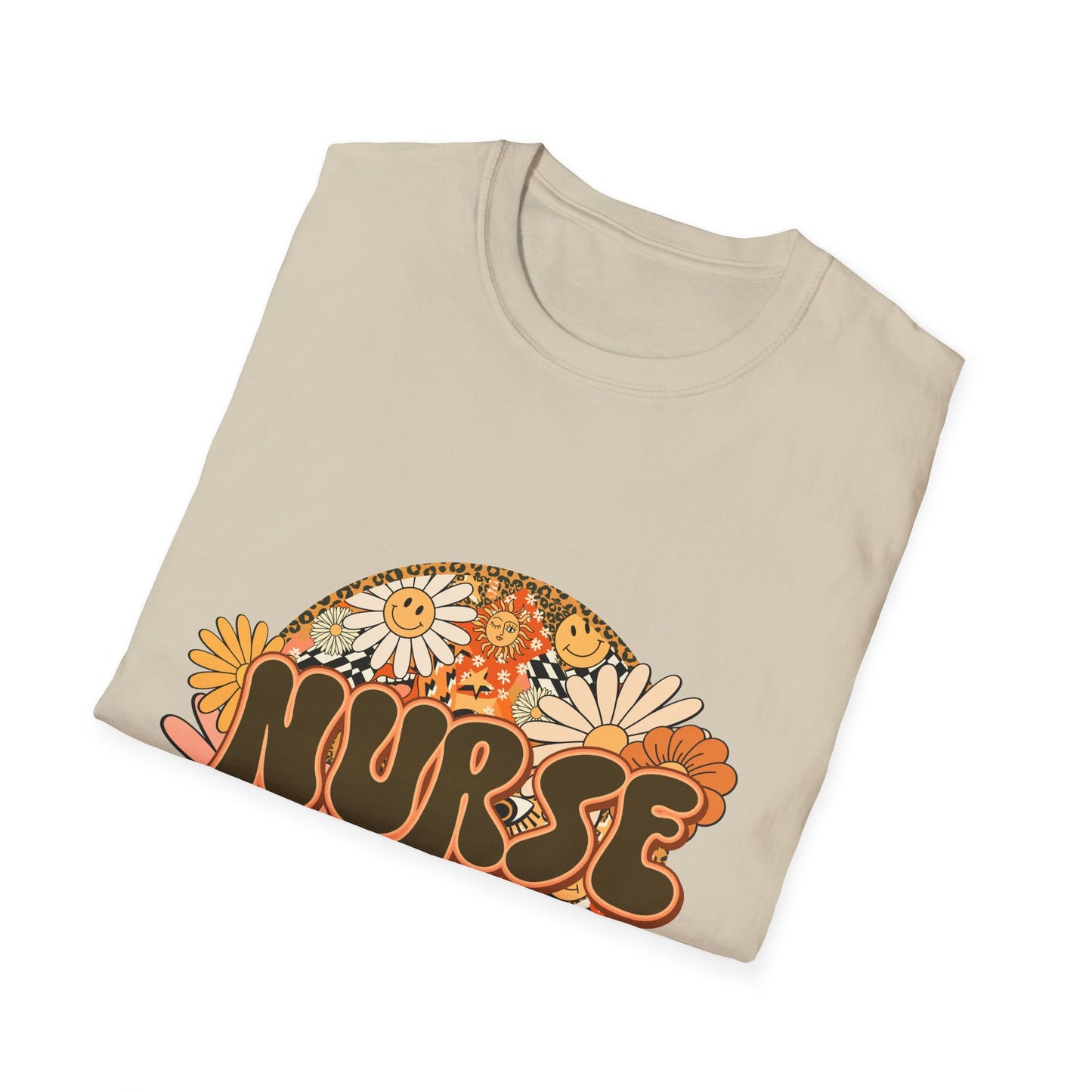 Retro Floral 'Nurse' T-Shirt — 70s Vintage Daisy Design for Nurses