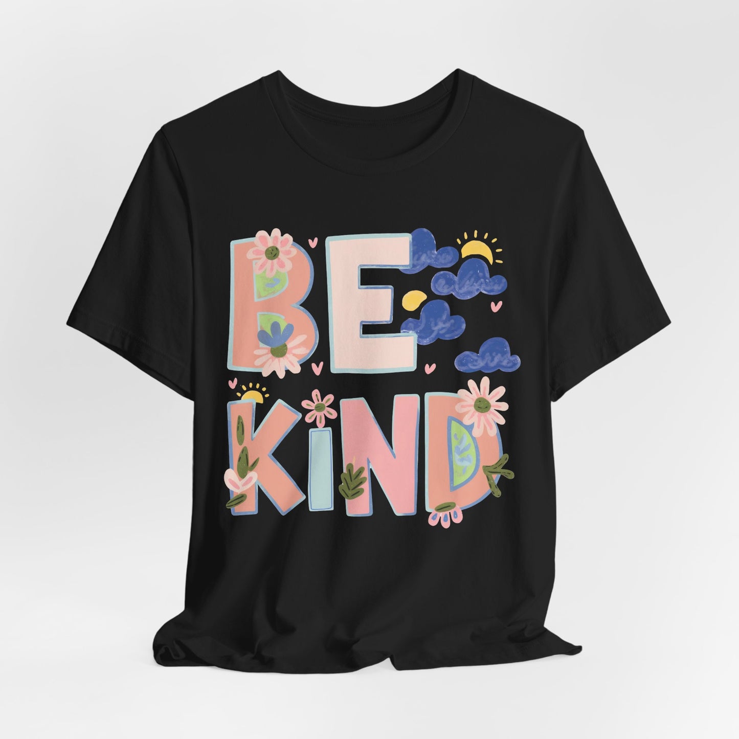 Be Kind Floral Tee — Positive Message Graphic T-Shirt
