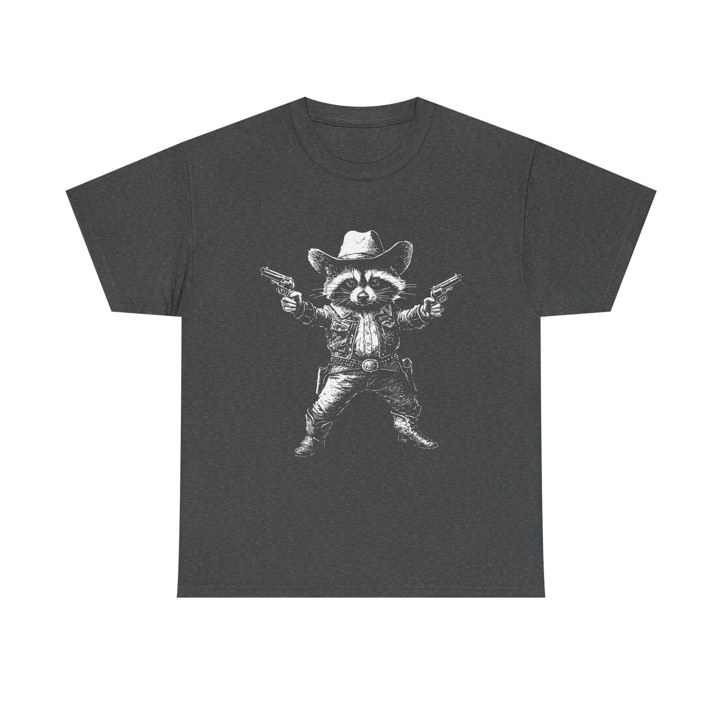 Cowboy Raccoon Graphic Tee — Western Gunslinger Vintage Style Shirt