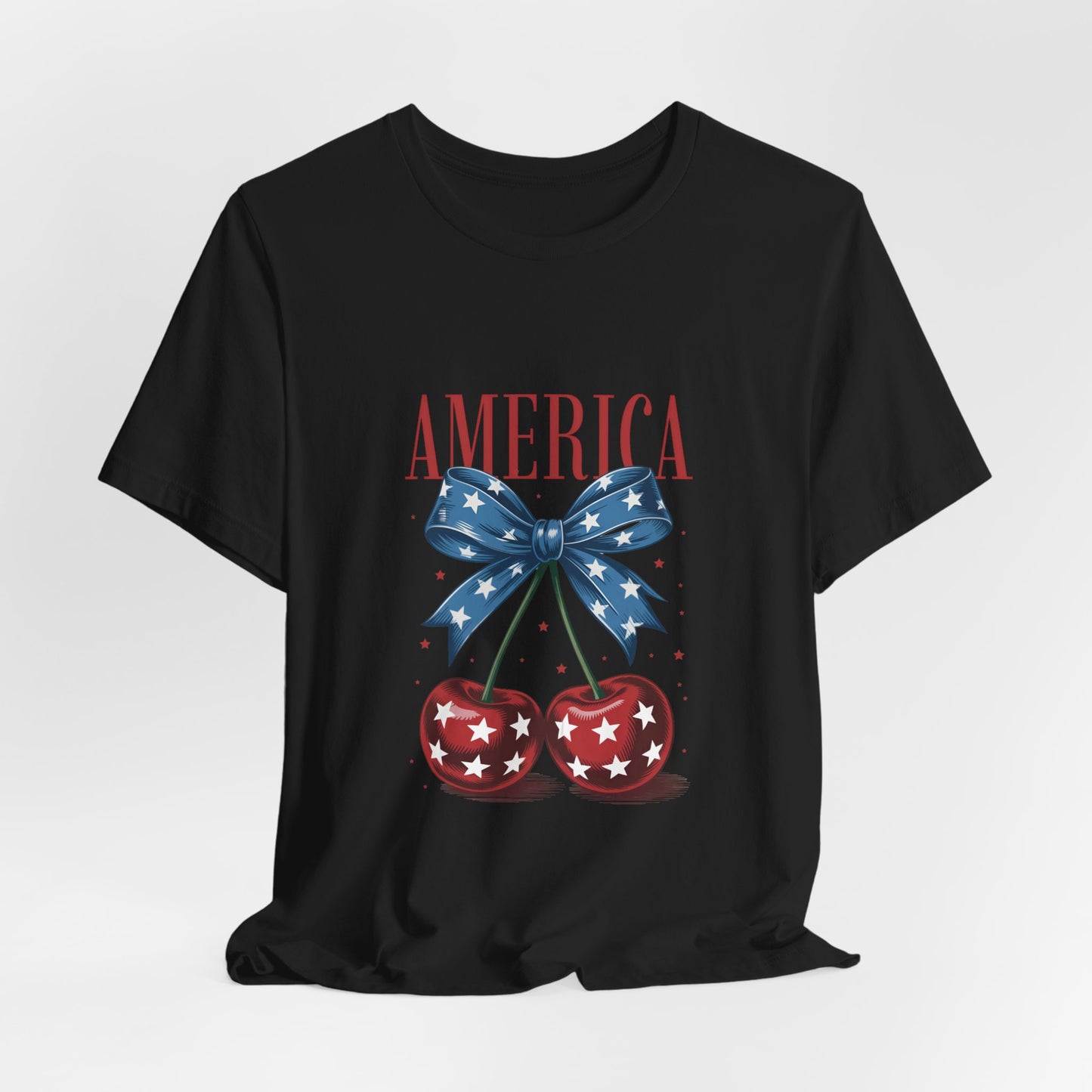 America Cherry Tee — Patriotic Stars & Stripes Graphic T-Shirt