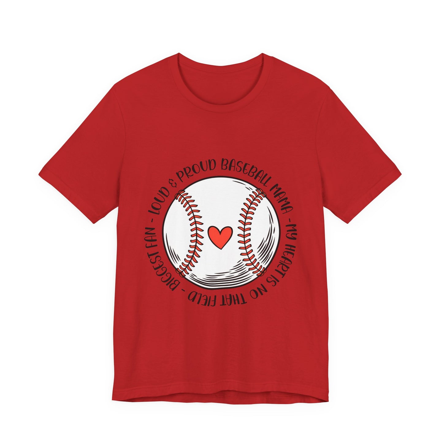 Baseball Mom Tee – Proud Baseball Mama Graphic Shirt (Heart & Stitch Design)