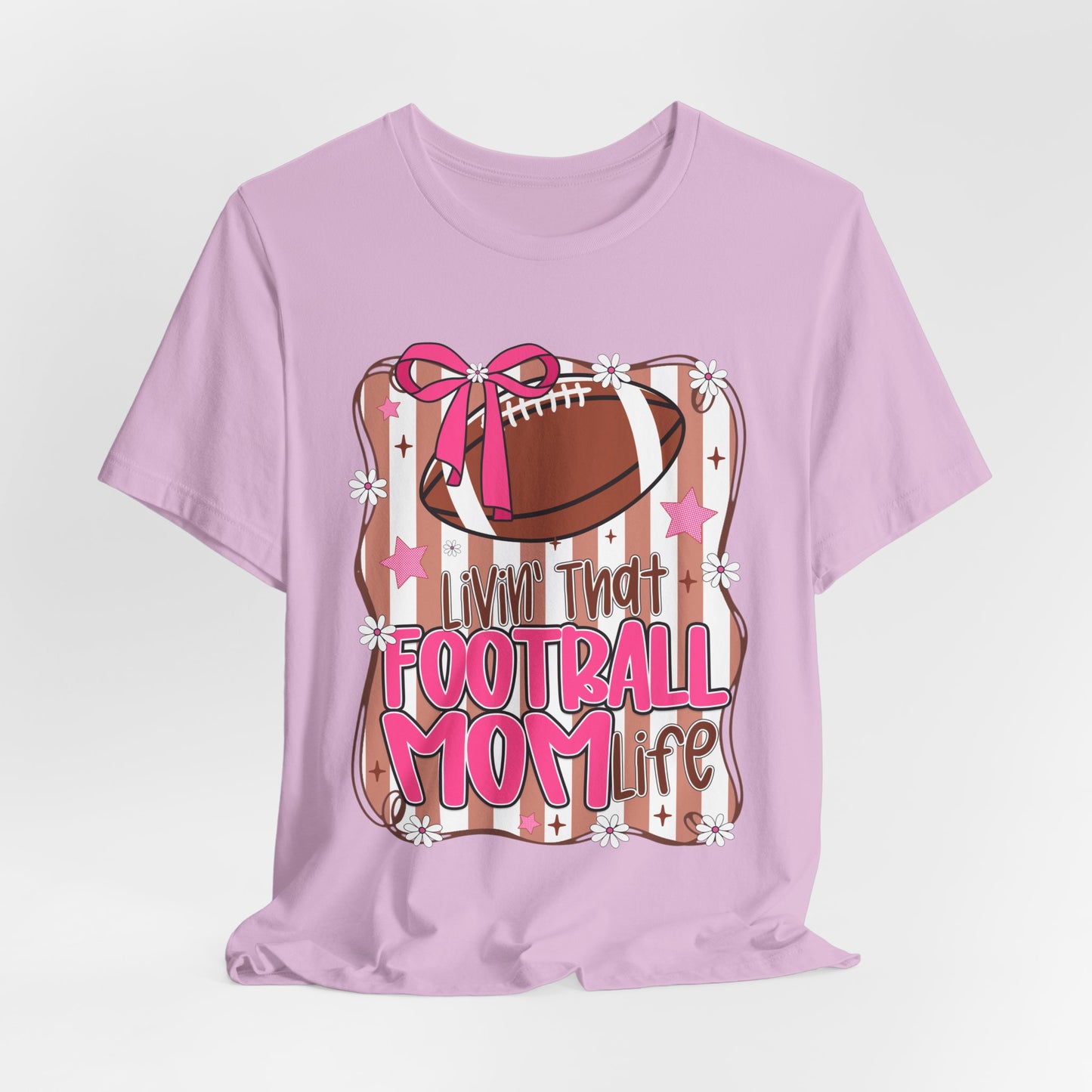 Football Mom Life T-Shirt — Pink Bow Football Mom Tee