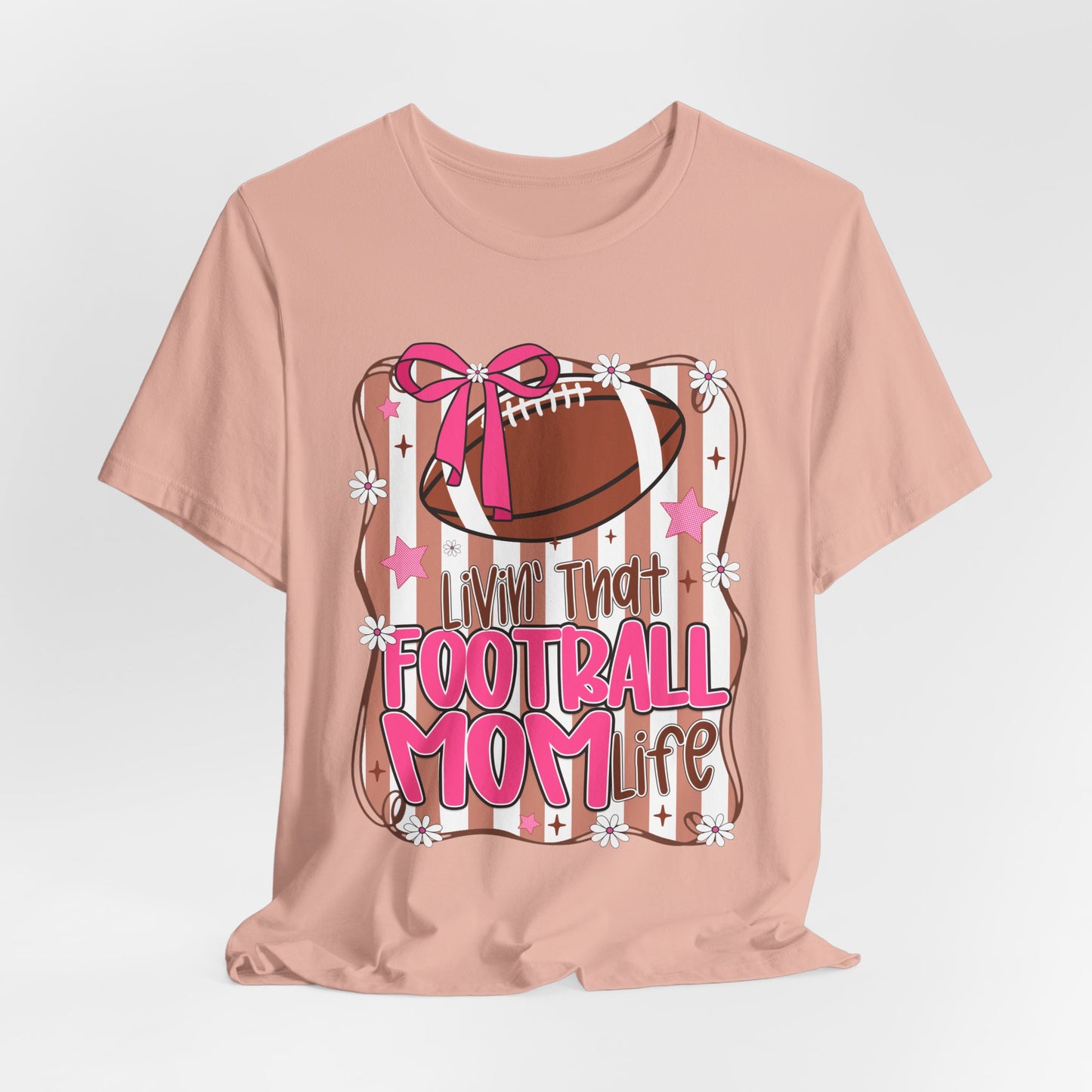 Football Mom Life T-Shirt — Pink Bow Football Mom Tee