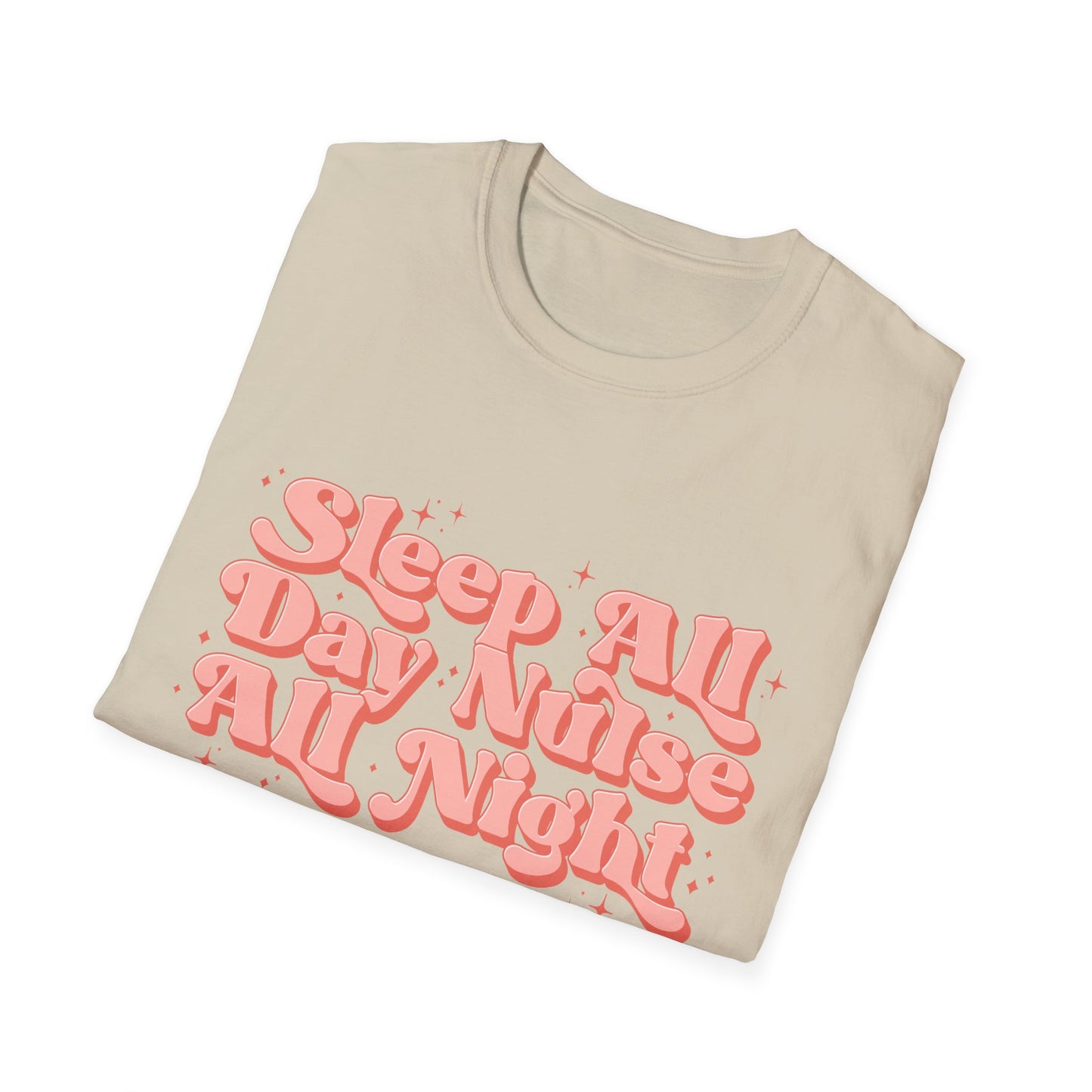 Sleep All Day Nurse All Night T-Shirt — Cute Retro Nurse Tee for Healthcare Workers