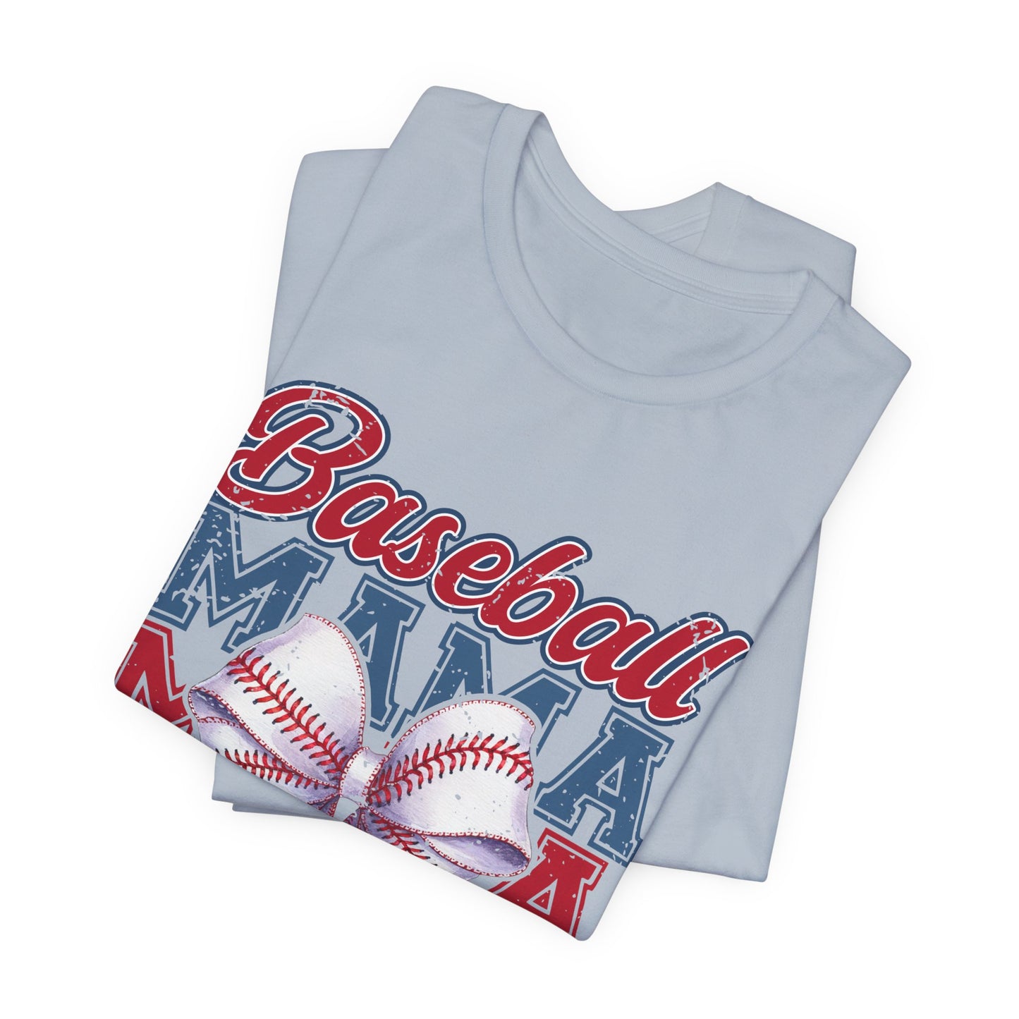 Baseball Mama Tee – Patriotic Bow Soft Cotton T‑Shirt for Baseball Moms
