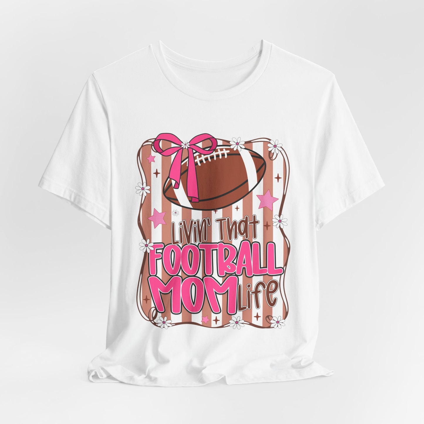 Football Mom Life T-Shirt — Pink Bow Football Mom Tee