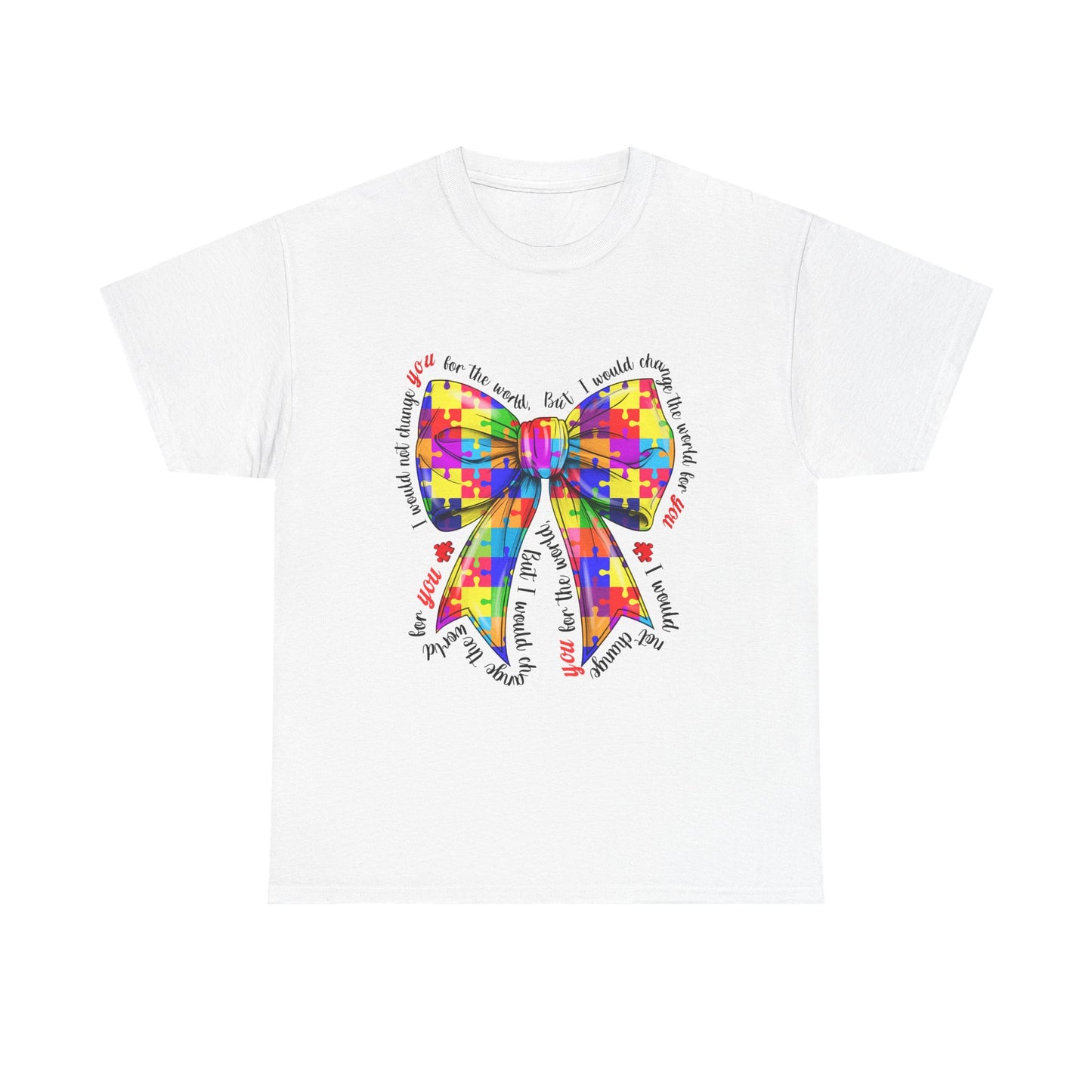 Autism Puzzle Ribbon Tee — Colorful Awareness Bow Shirt