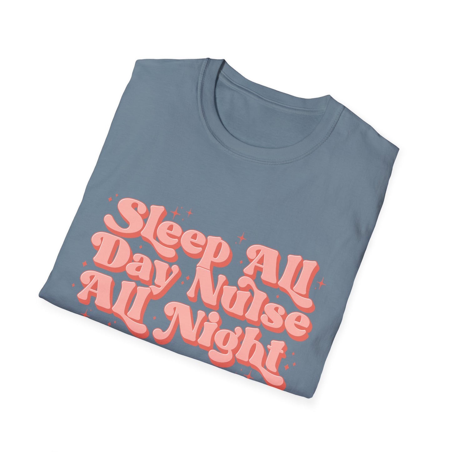 Sleep All Day Nurse All Night T-Shirt — Cute Retro Nurse Tee for Healthcare Workers