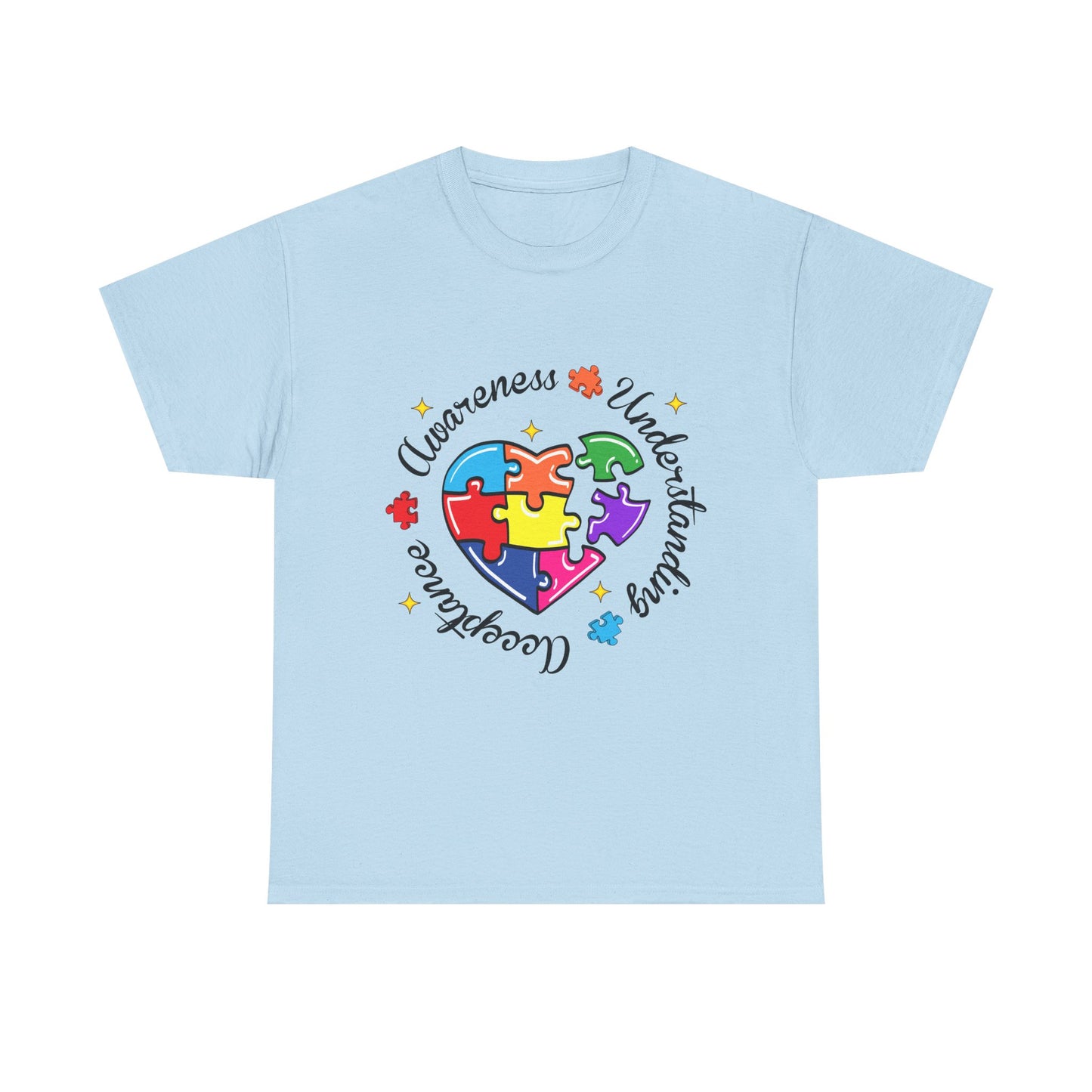Autism Awareness Puzzle Heart T-Shirt – 'Awareness, Understanding, Acceptance'