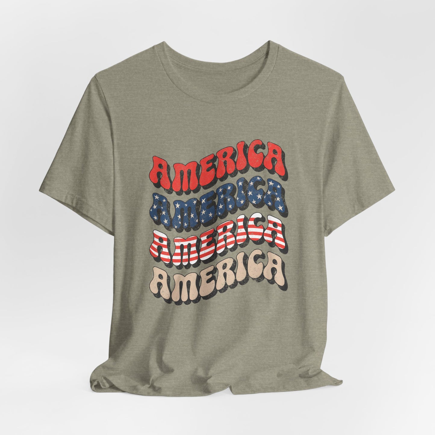 Patriotic "America" Retro Wave T-Shirt