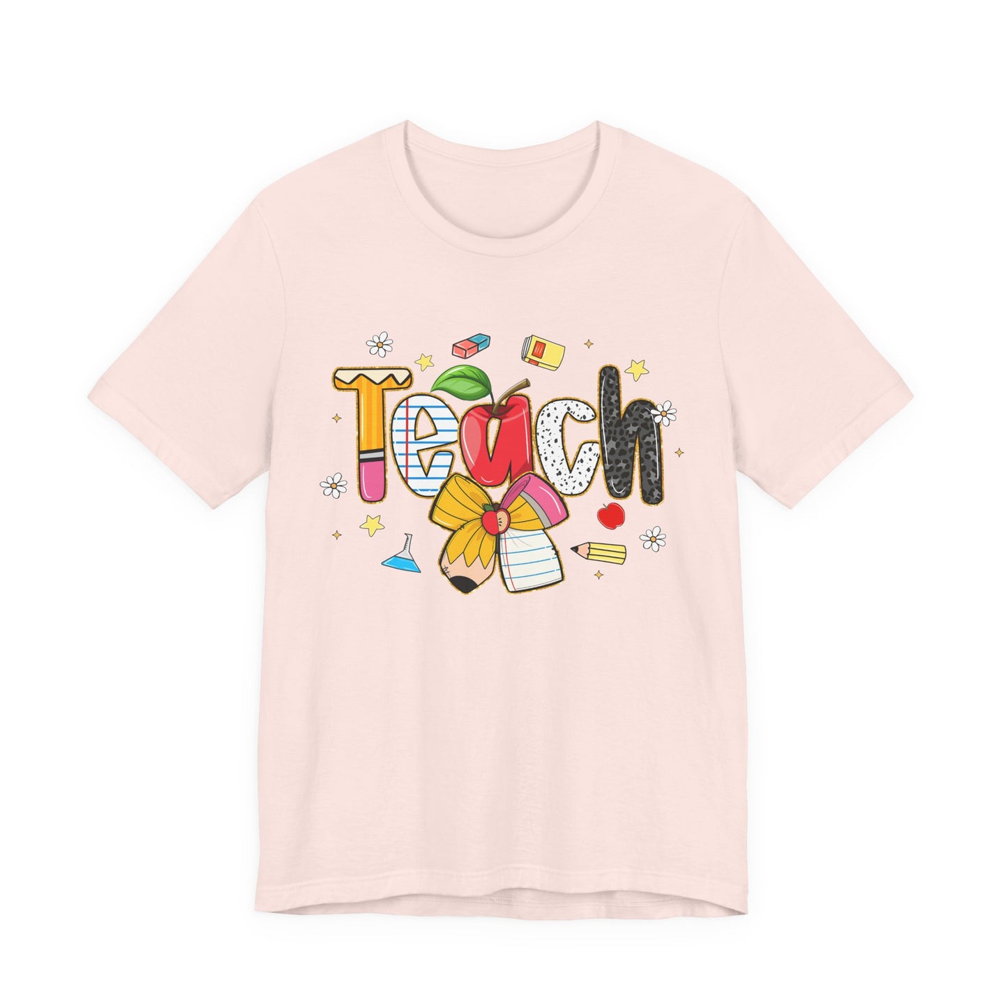 Teacher Floral Pencil Tee - "Teach" Cute School T-Shirt for Educators