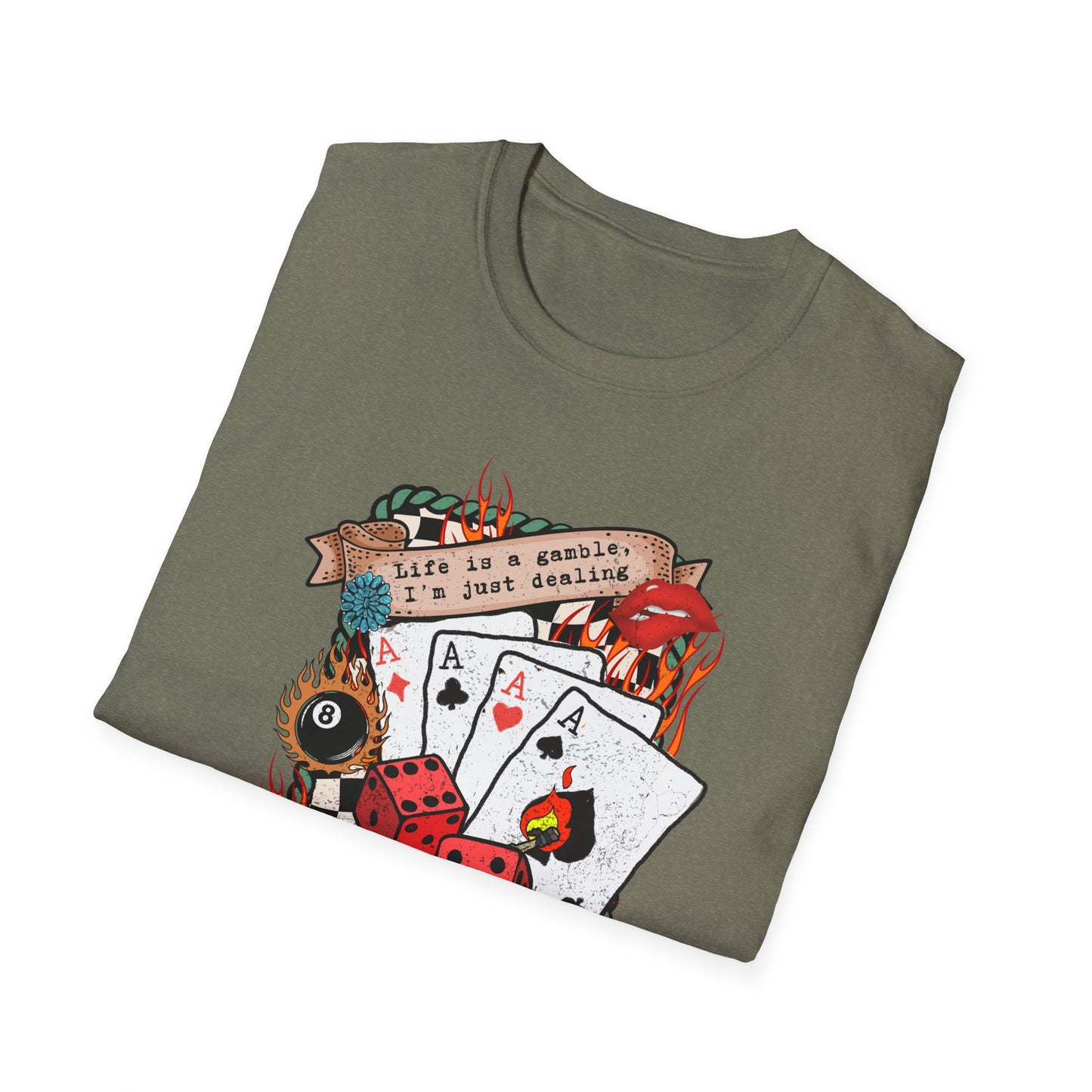 Casino Night Graphic T-Shirt — Aces, Dice & Retro Gaming Design