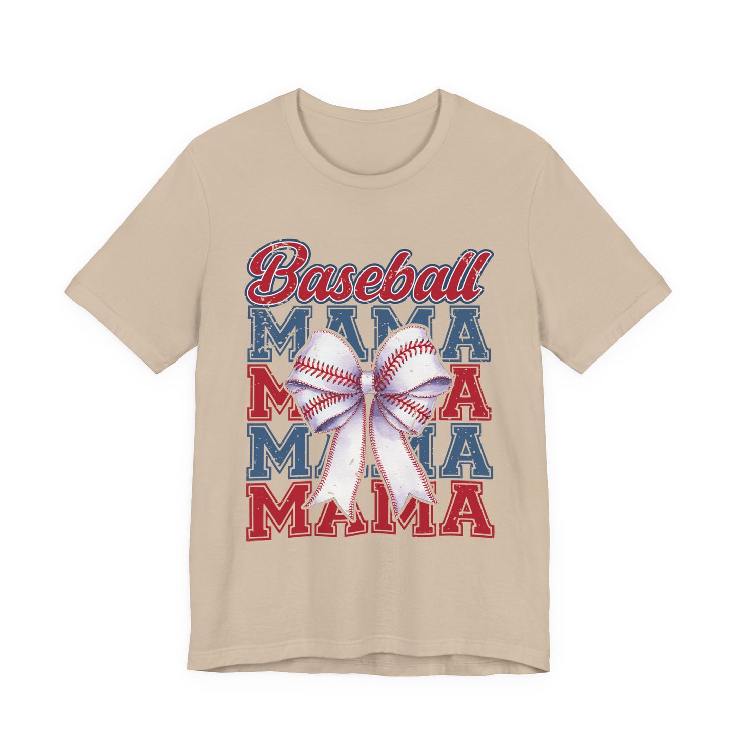 Baseball Mama Tee – Patriotic Bow Soft Cotton T‑Shirt for Baseball Moms