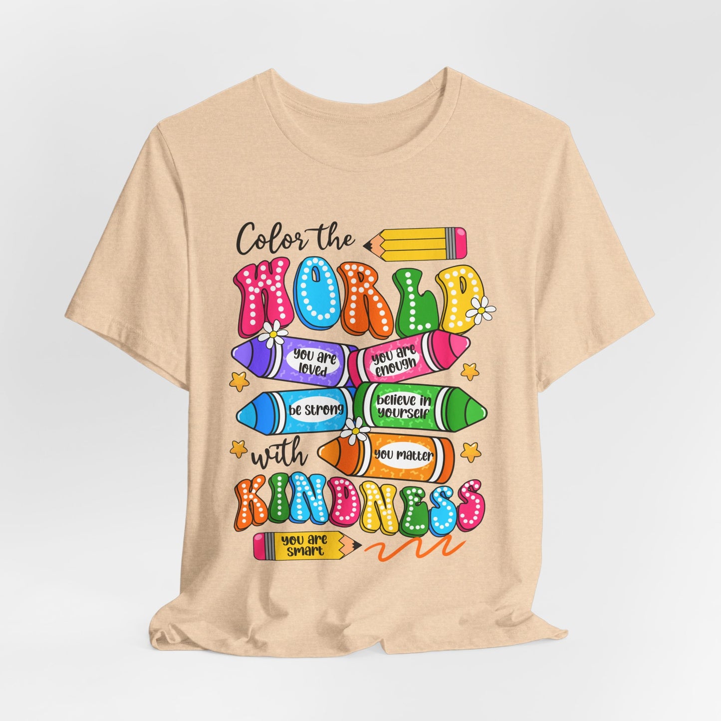 Color the World with Kindness T-Shirt — Kids & Teachers Positive Message Tee