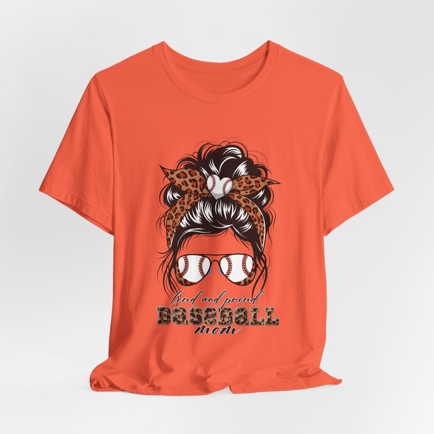 Baseball Mom Graphic Tee — Leopard Hairbow, Sunnies & "Baseball Mom" Text