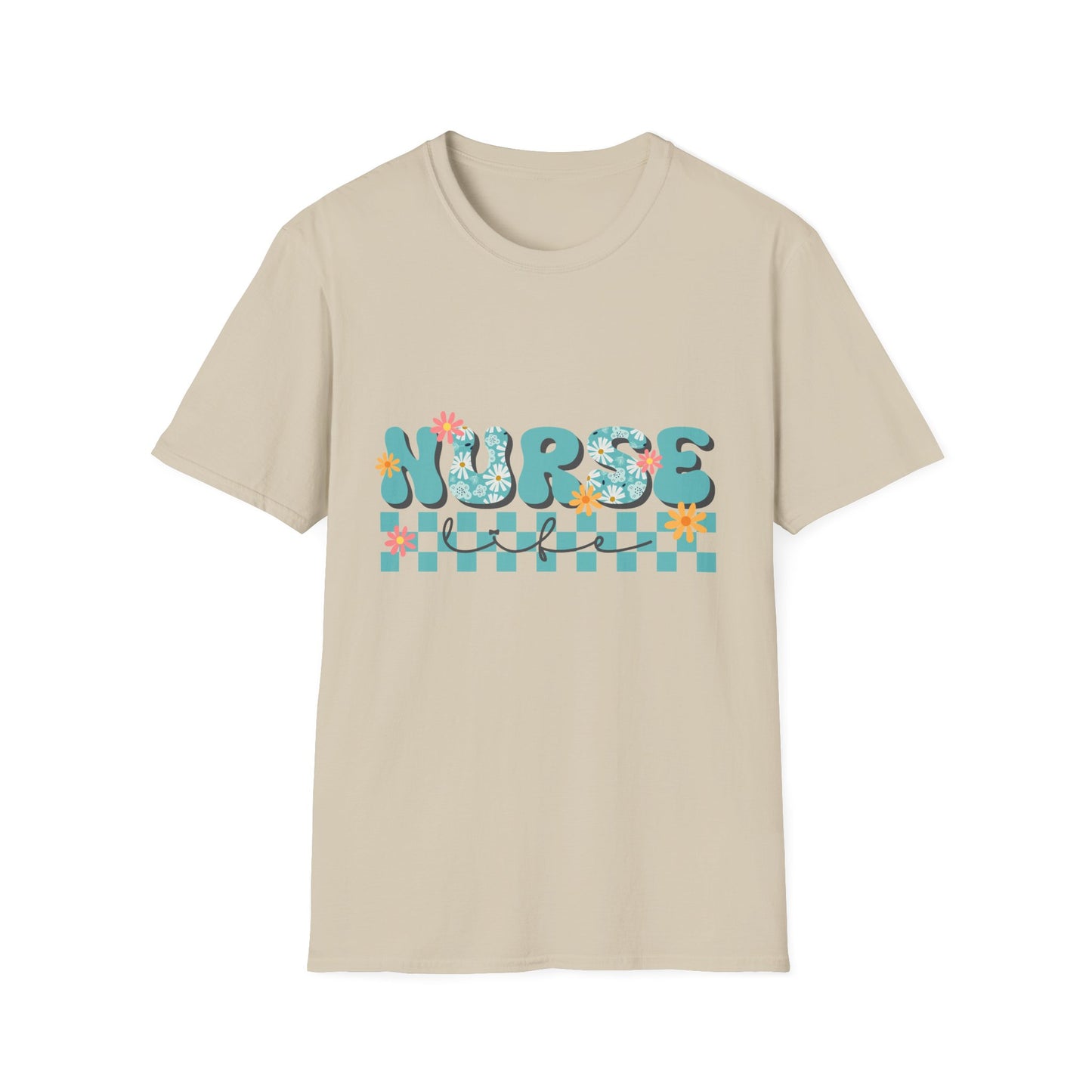 Nurse Floral Checkerboard T-Shirt