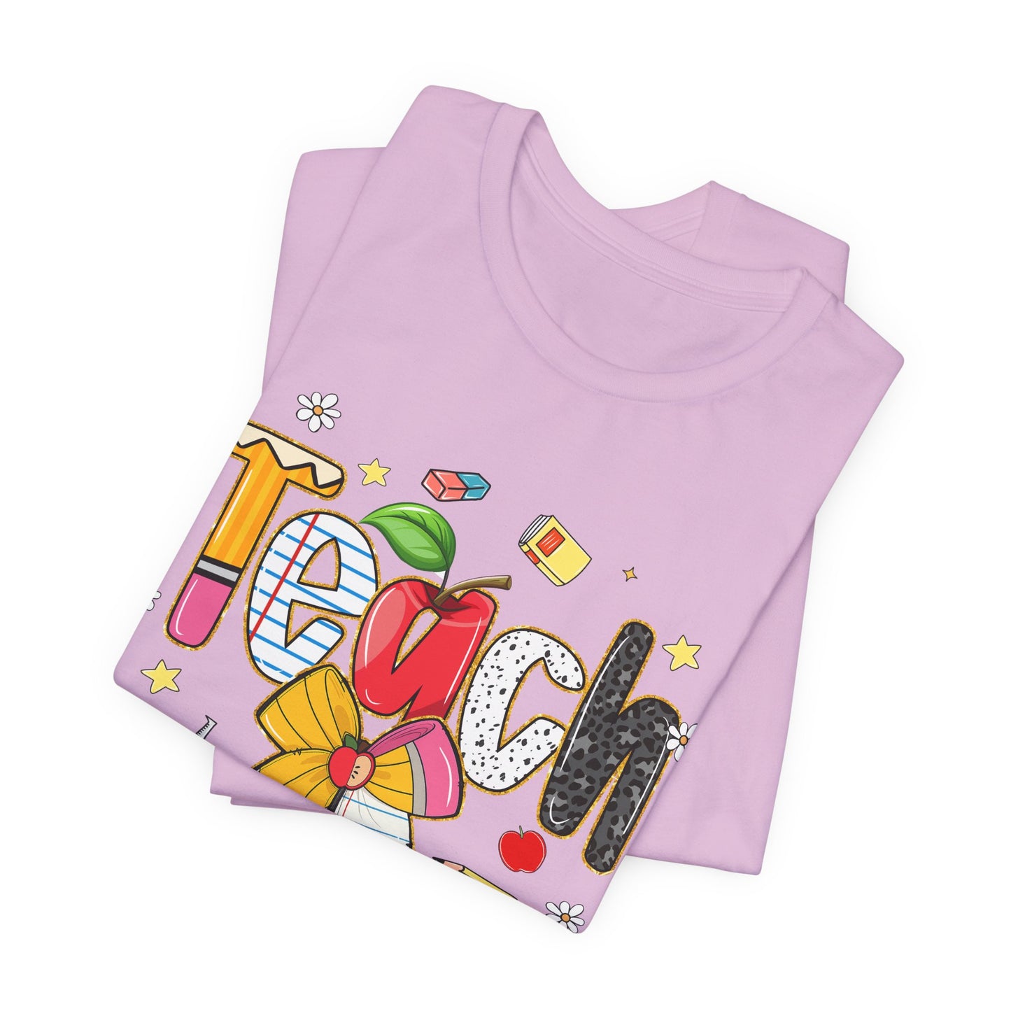 Teacher Floral Pencil Tee - "Teach" Cute School T-Shirt for Educators