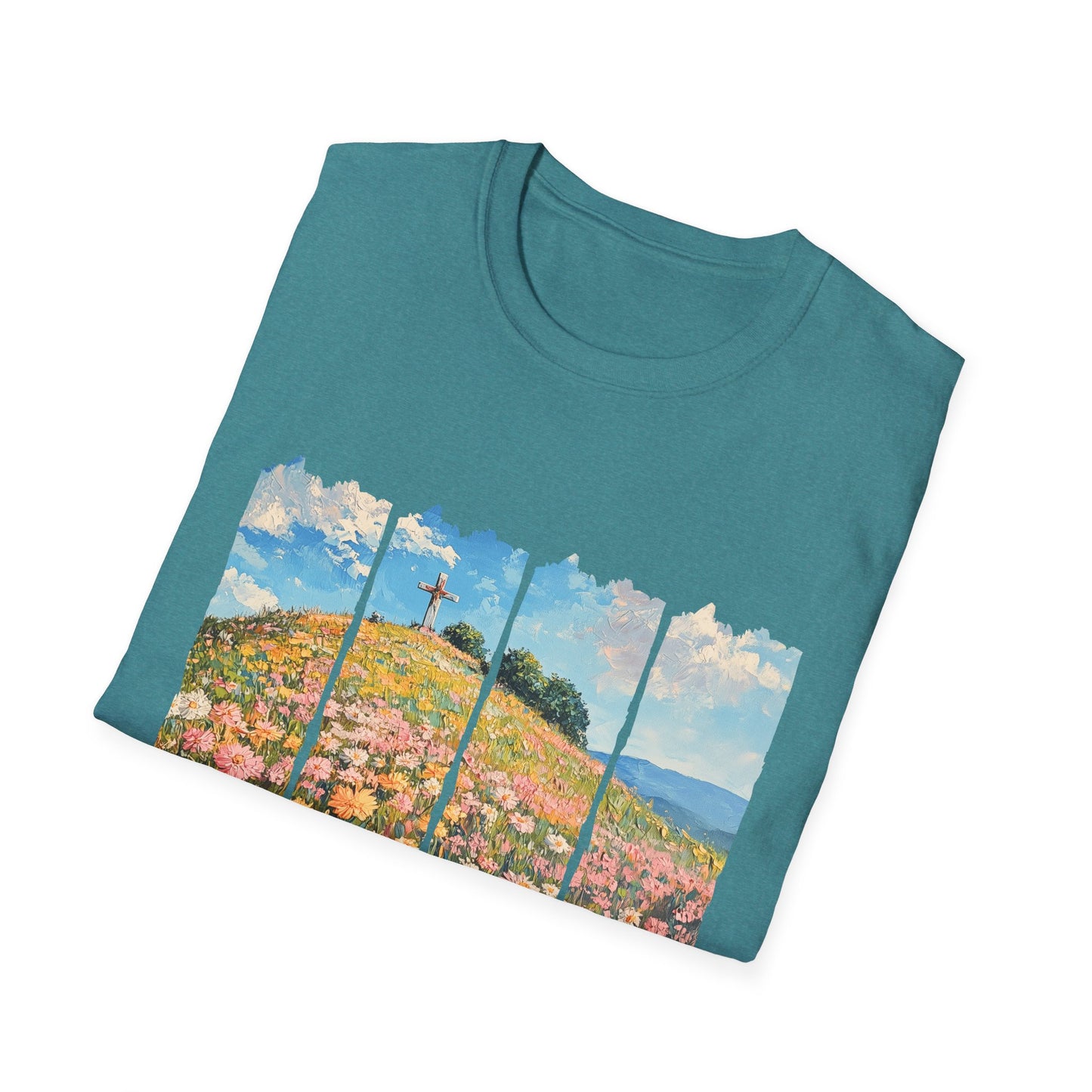 Wildflower Hills Scenic Tee — 'Live in It' Landscape Graphic T-Shirt