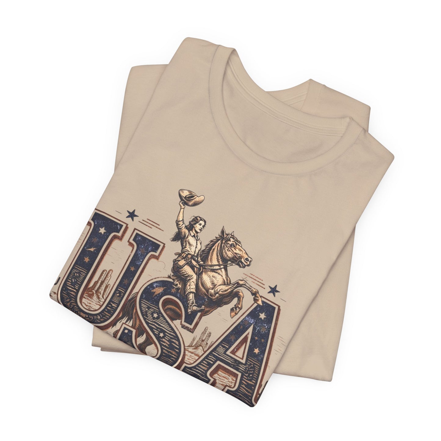 USA Western Rodeo T-Shirt – 'USA EST 1776' Patriotic Cowboy Tee