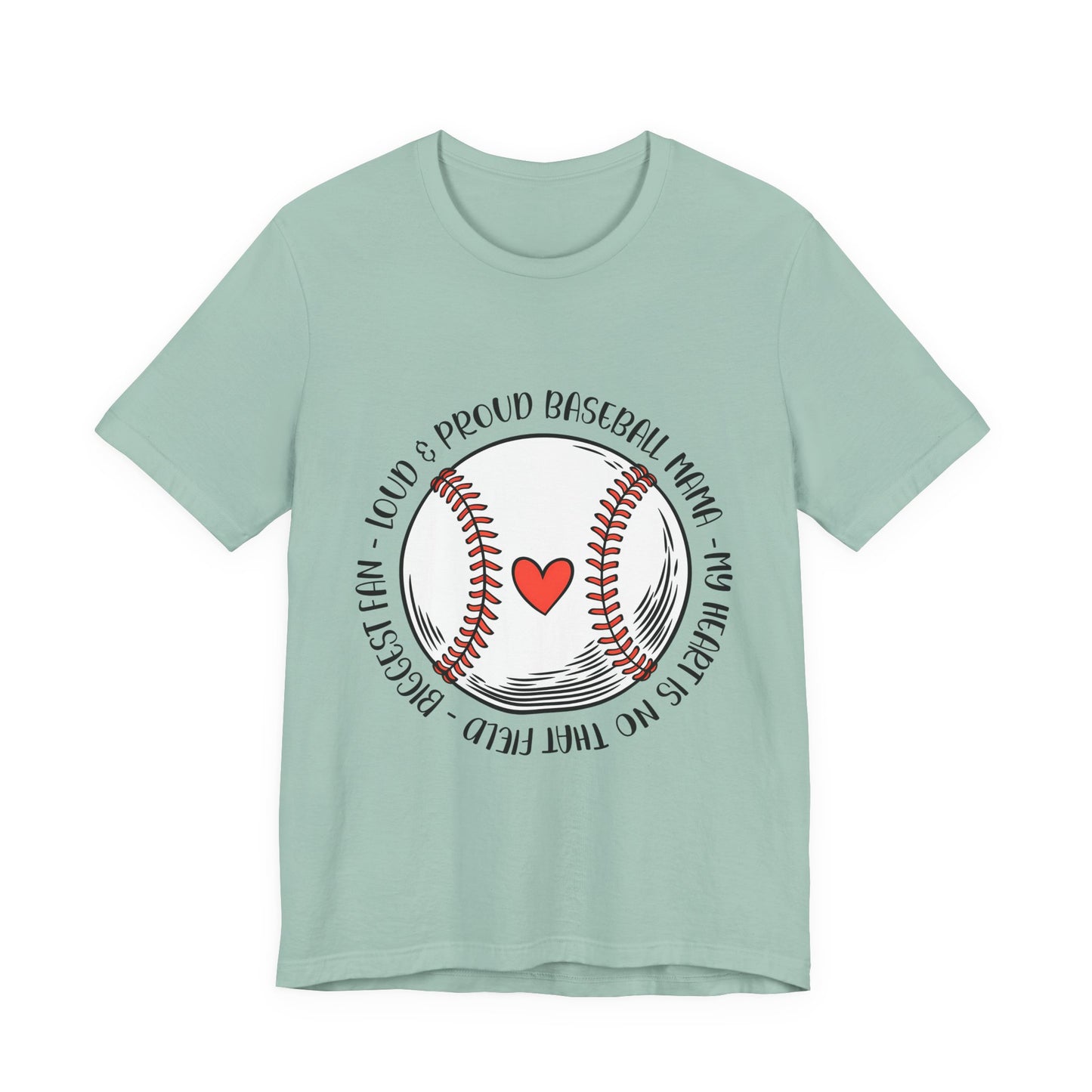 Baseball Mom Tee – Proud Baseball Mama Graphic Shirt (Heart & Stitch Design)