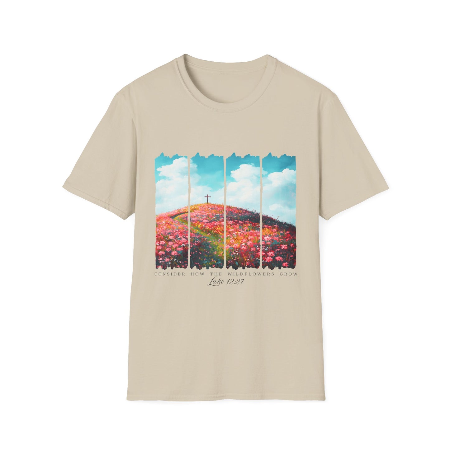 Christian Cross Meadow T-Shirt — Hope on the Hill Floral Graphic Tee