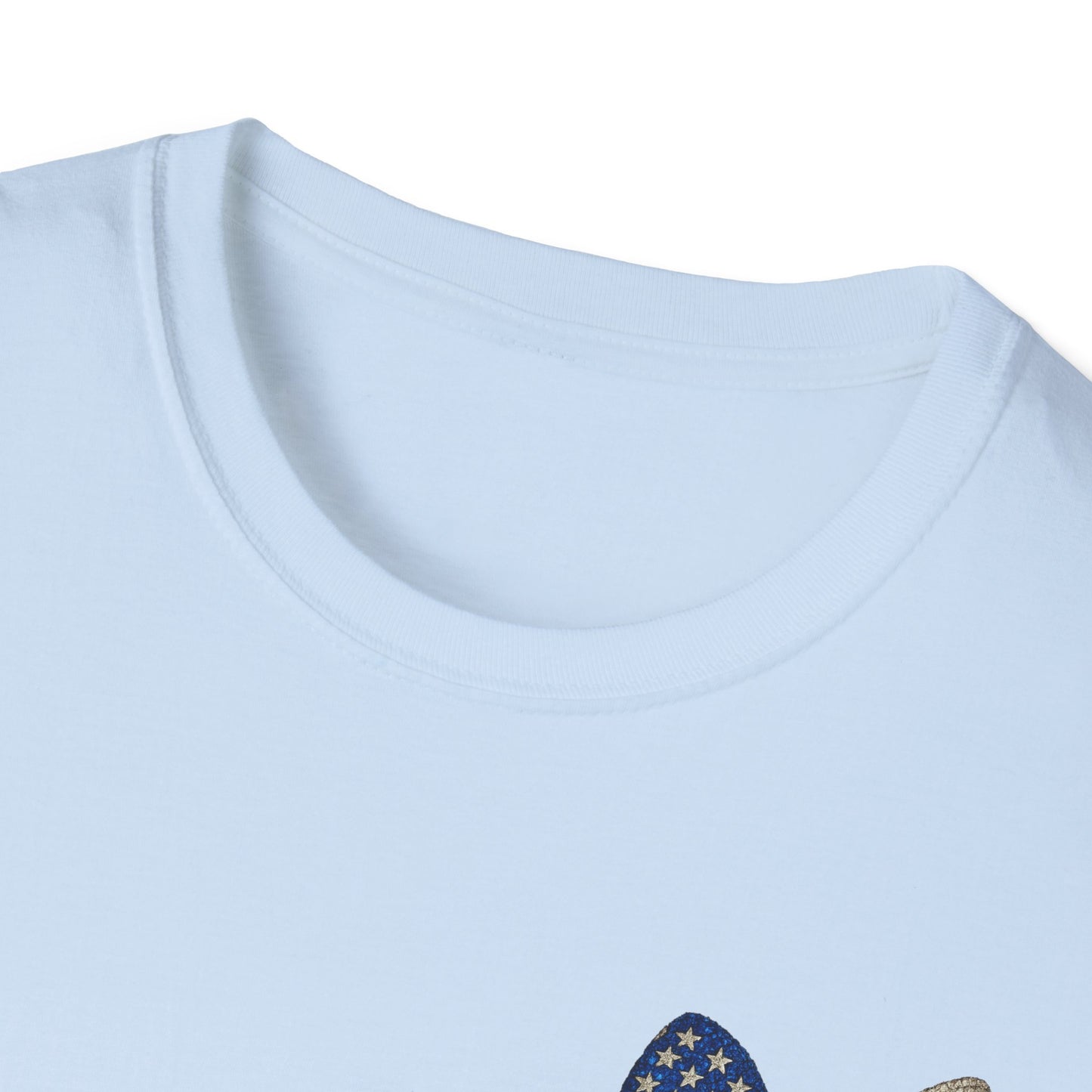 Patriotic Tee - "Land of the Free Because of the Brave" American Flag Bow