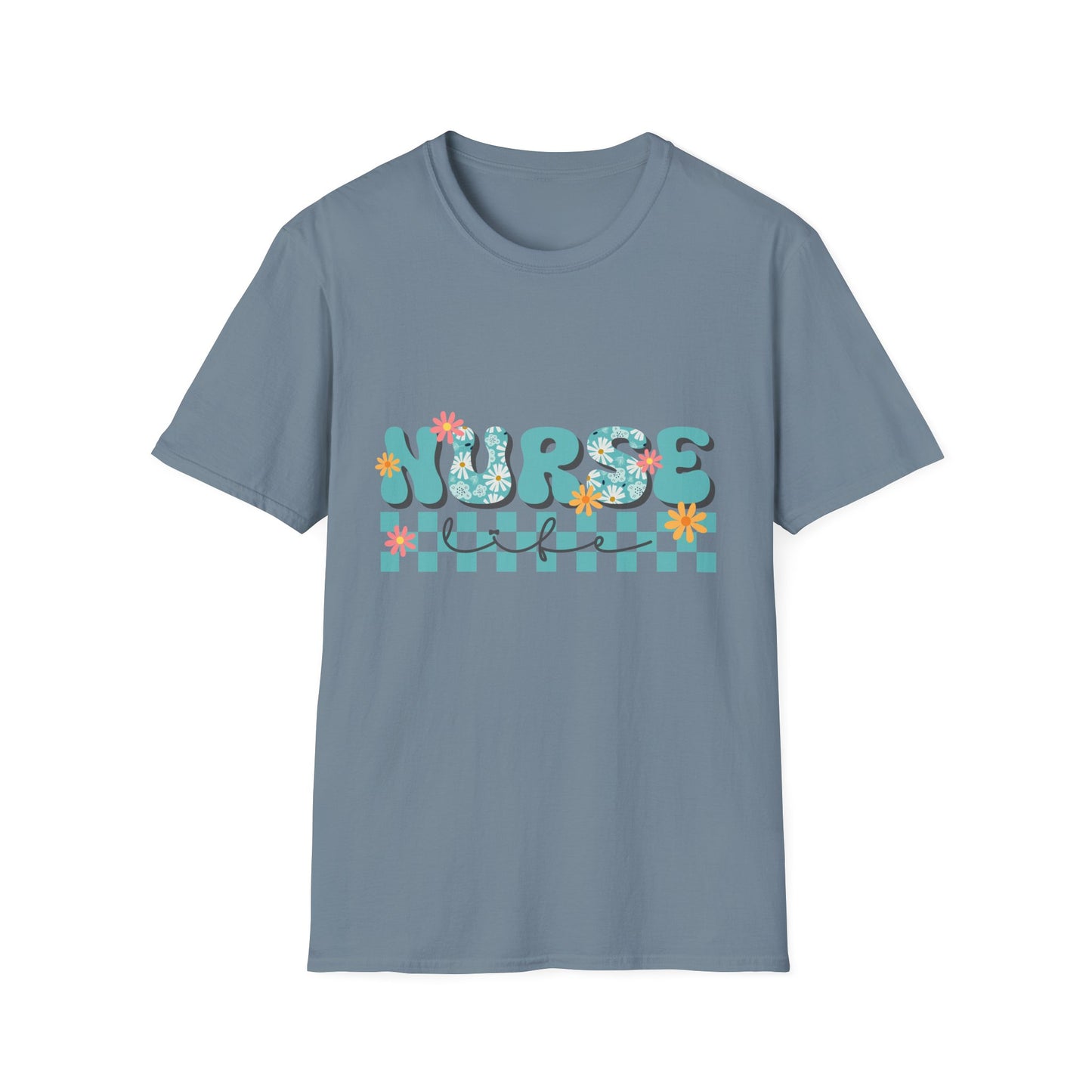Nurse Floral Checkerboard T-Shirt