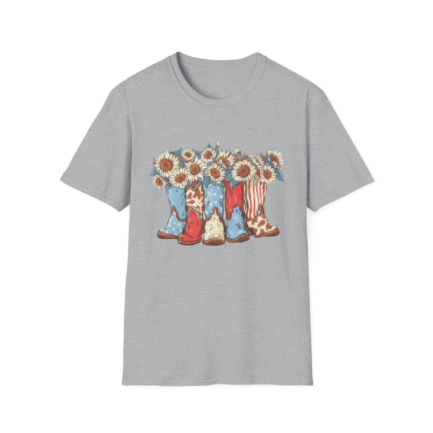 Patriotic Sunflower Cowboy Boots T-Shirt