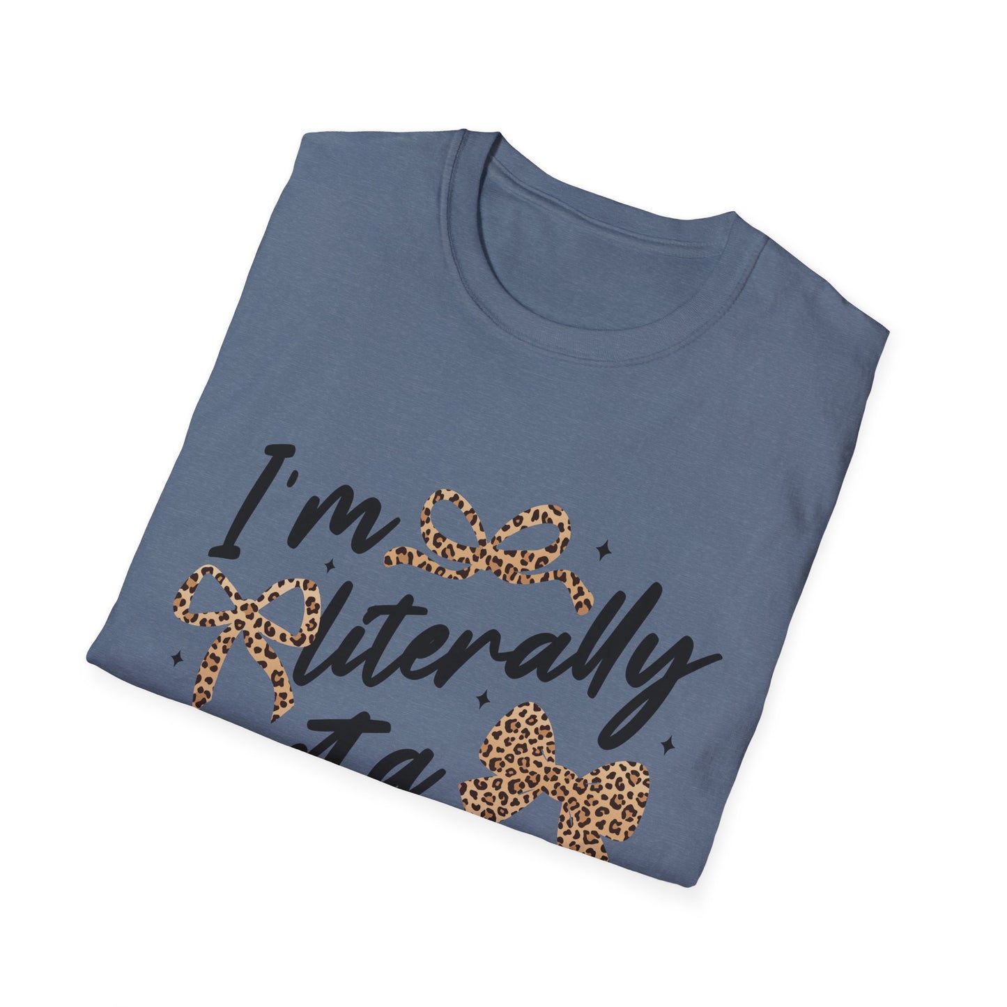 Teacher Graphic Tee — "I'm Literally Just a Teacher" Leopard Bow