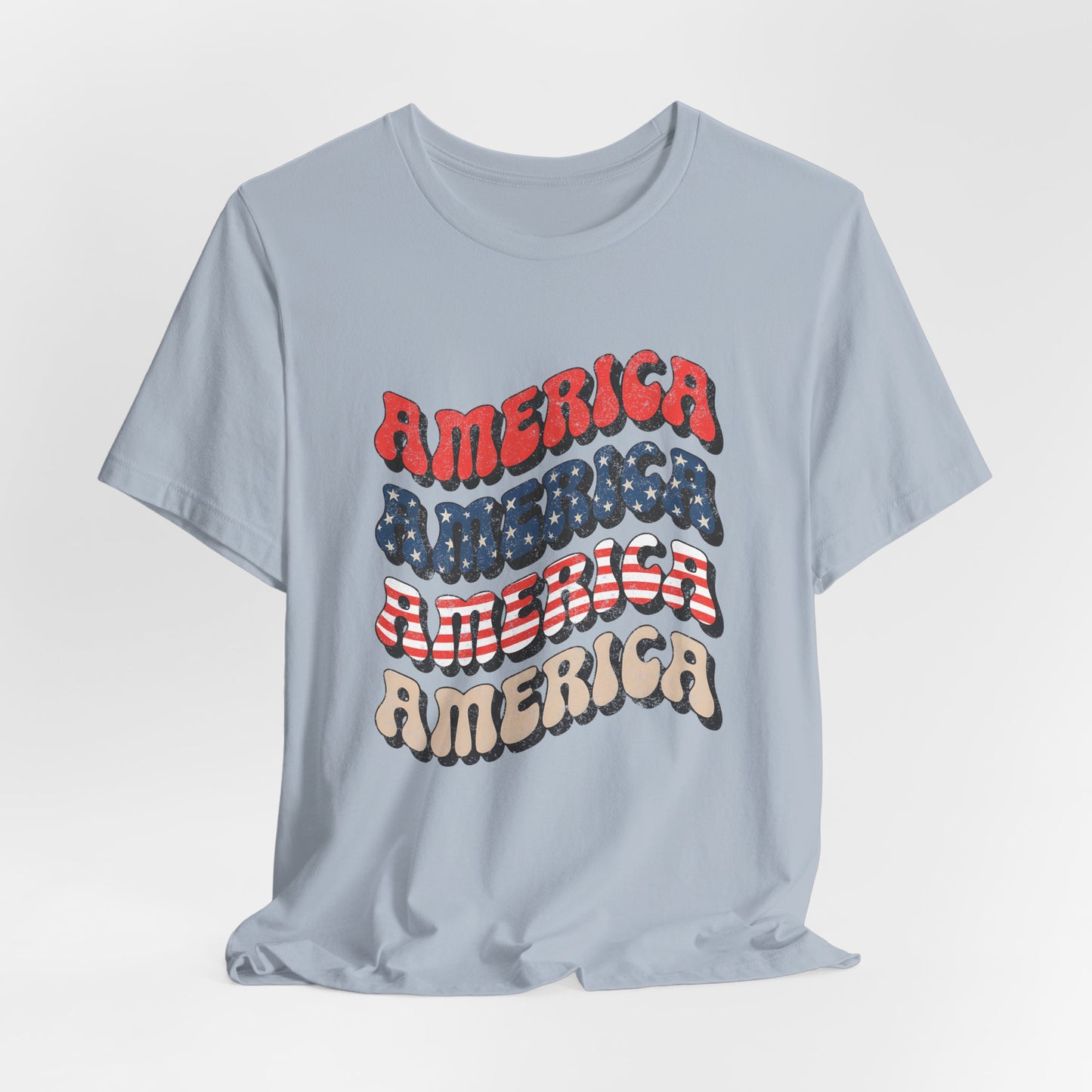 Patriotic "America" Retro Wave T-Shirt