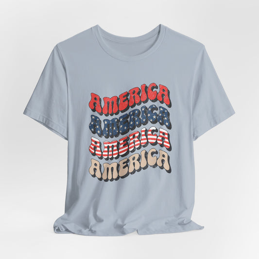 Patriotic "America" Retro Wave T-Shirt