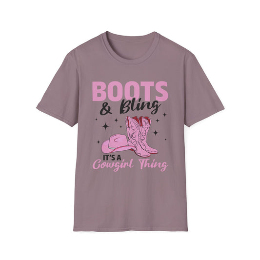 Boots & Bling Cowgirl T-Shirt — 'It's a Cowgirl Thing' Pink Cowboy Boots Tee
