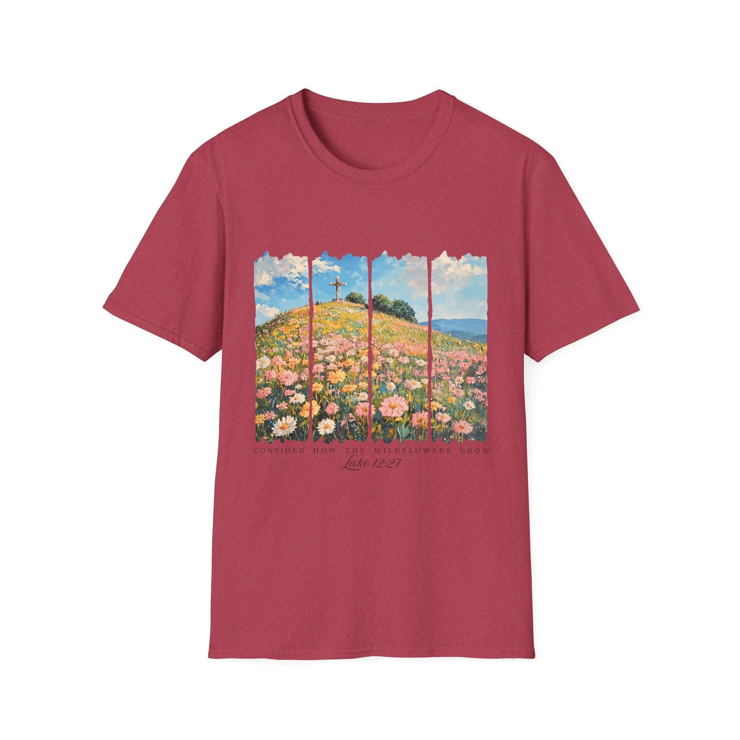 Wildflower Hills Scenic Tee — 'Live in It' Landscape Graphic T-Shirt