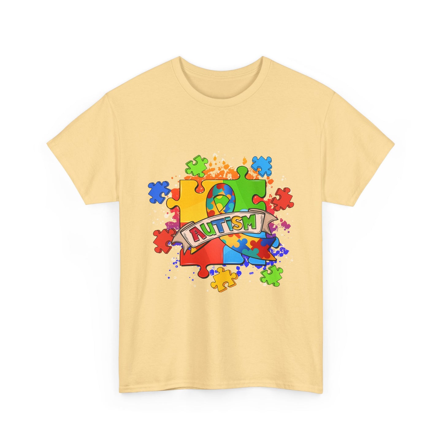 Autism Awareness Puzzle Tee – Colorful 'Autism' Ribbon Design