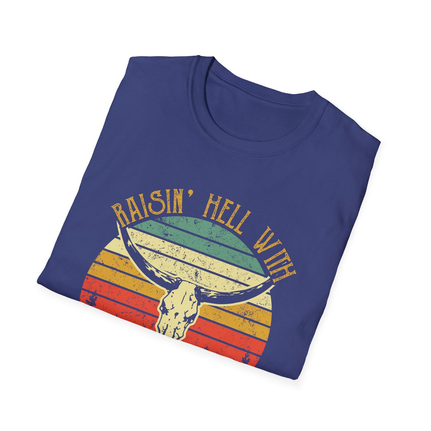 T-Shirt — Raisin' Hell With The Hippies And The Cowboys Vintage Skull Graphic