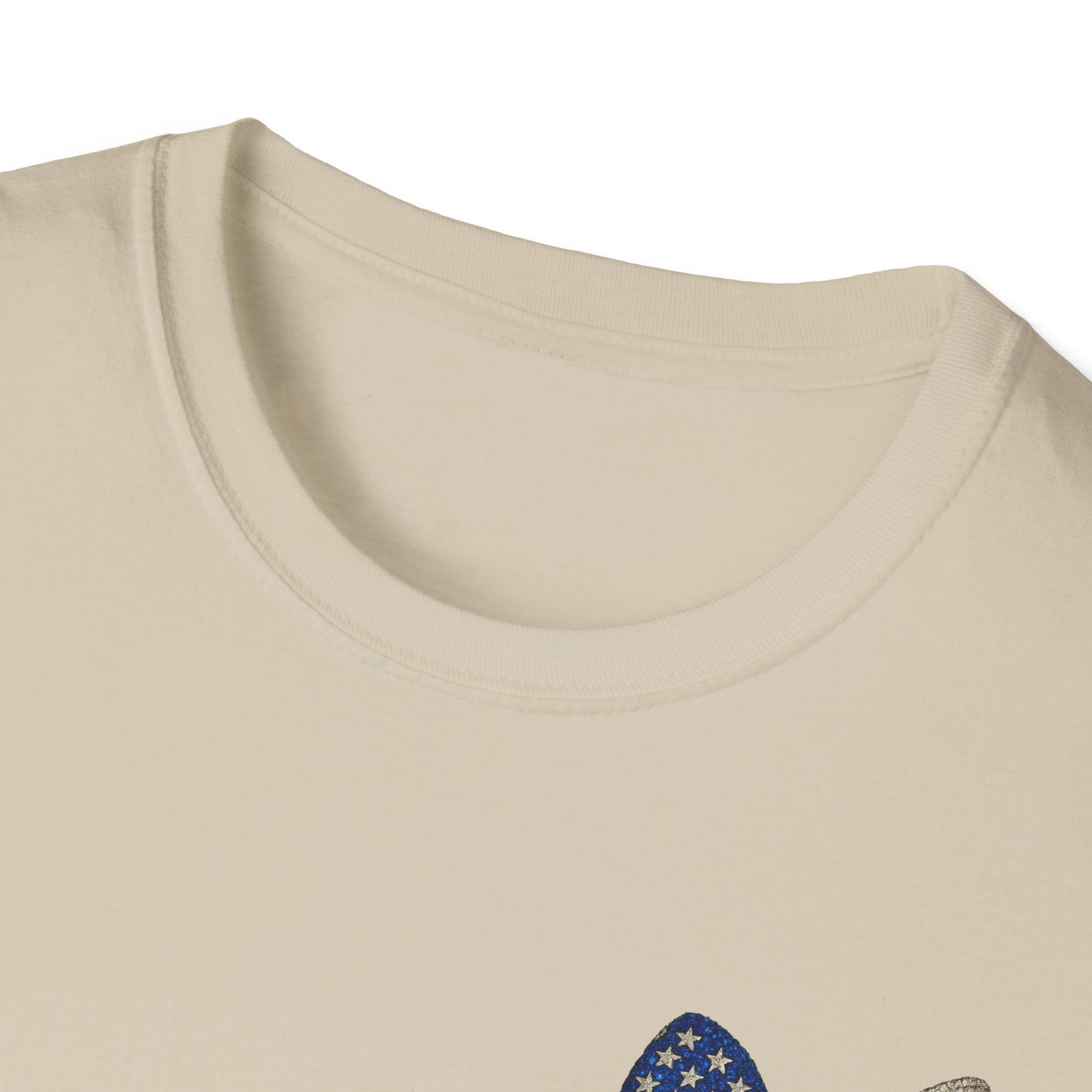 Patriotic Tee - "Land of the Free Because of the Brave" American Flag Bow
