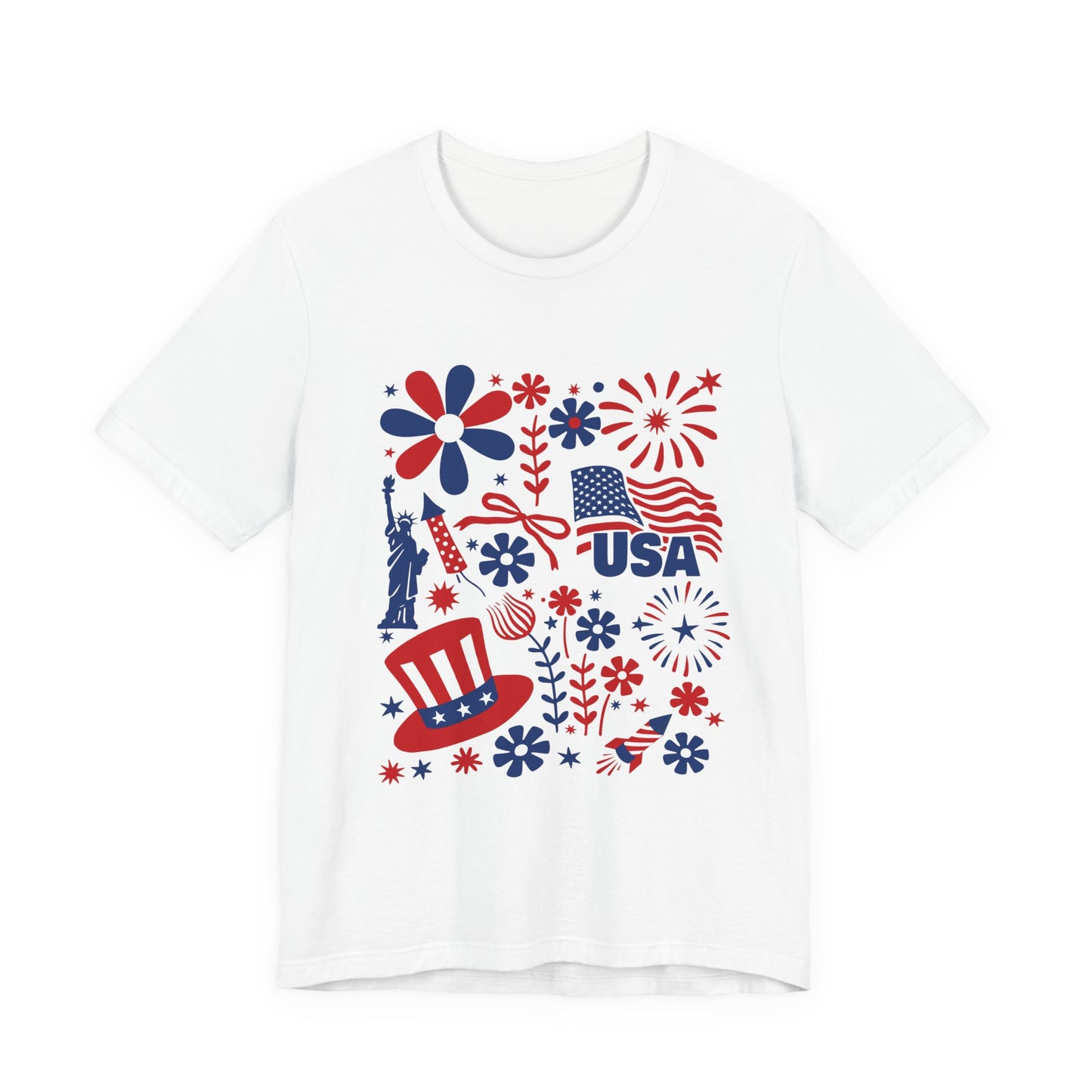 USA Patriotic T-Shirt – Fourth of July Fireworks & Liberty Graphic Tee