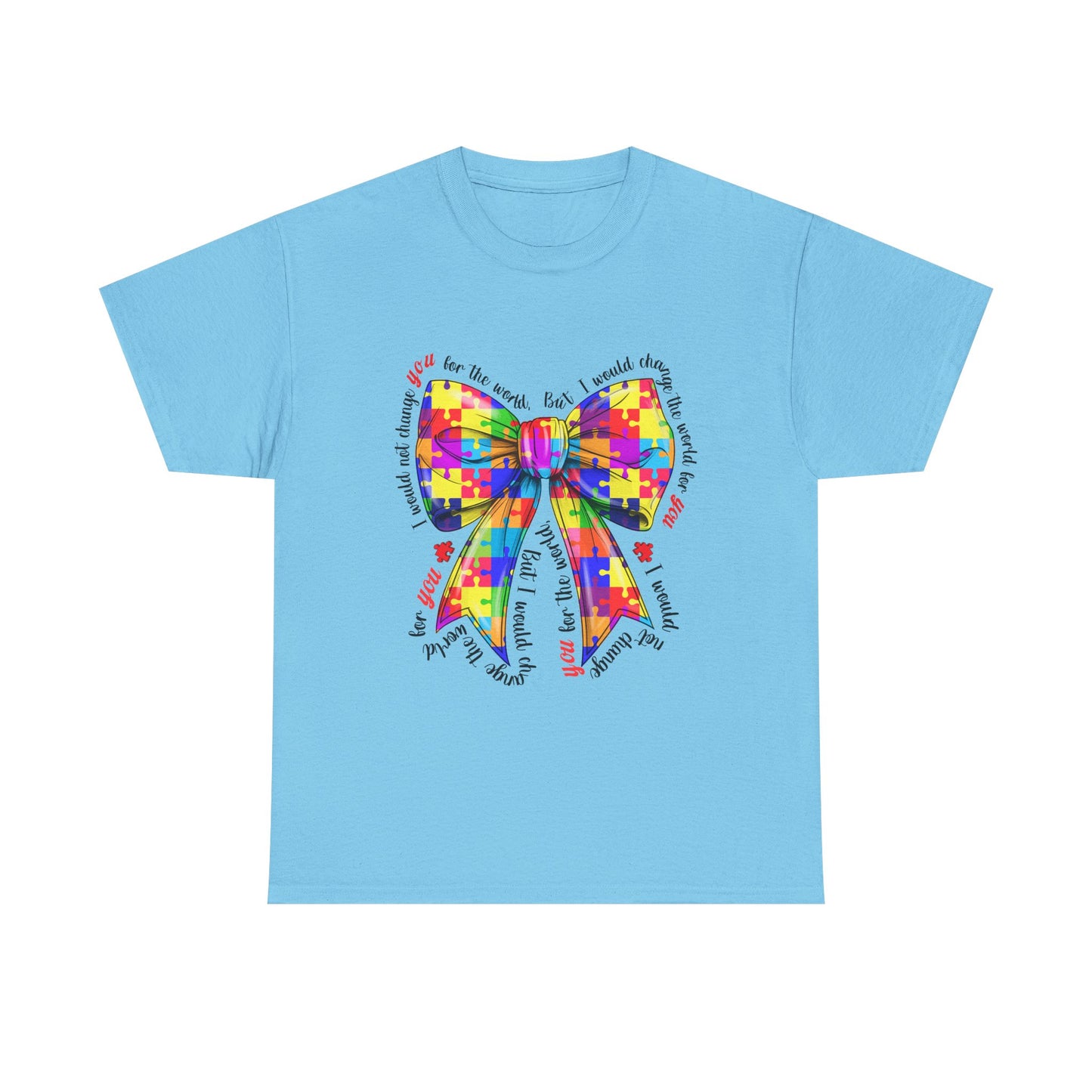 Autism Puzzle Ribbon Tee — Colorful Awareness Bow Shirt