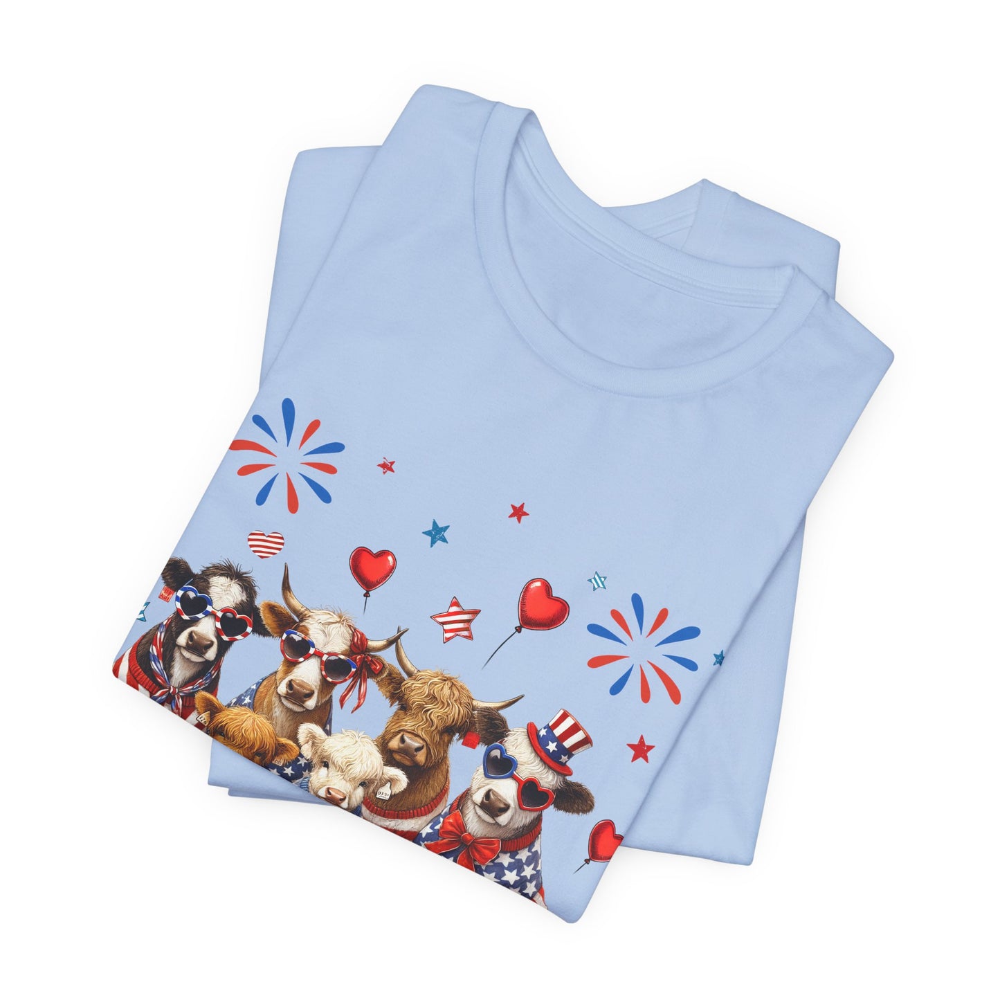 Patriotic CowsT-Shirt — Cute Cows in USA Outfit 4th of July Tee