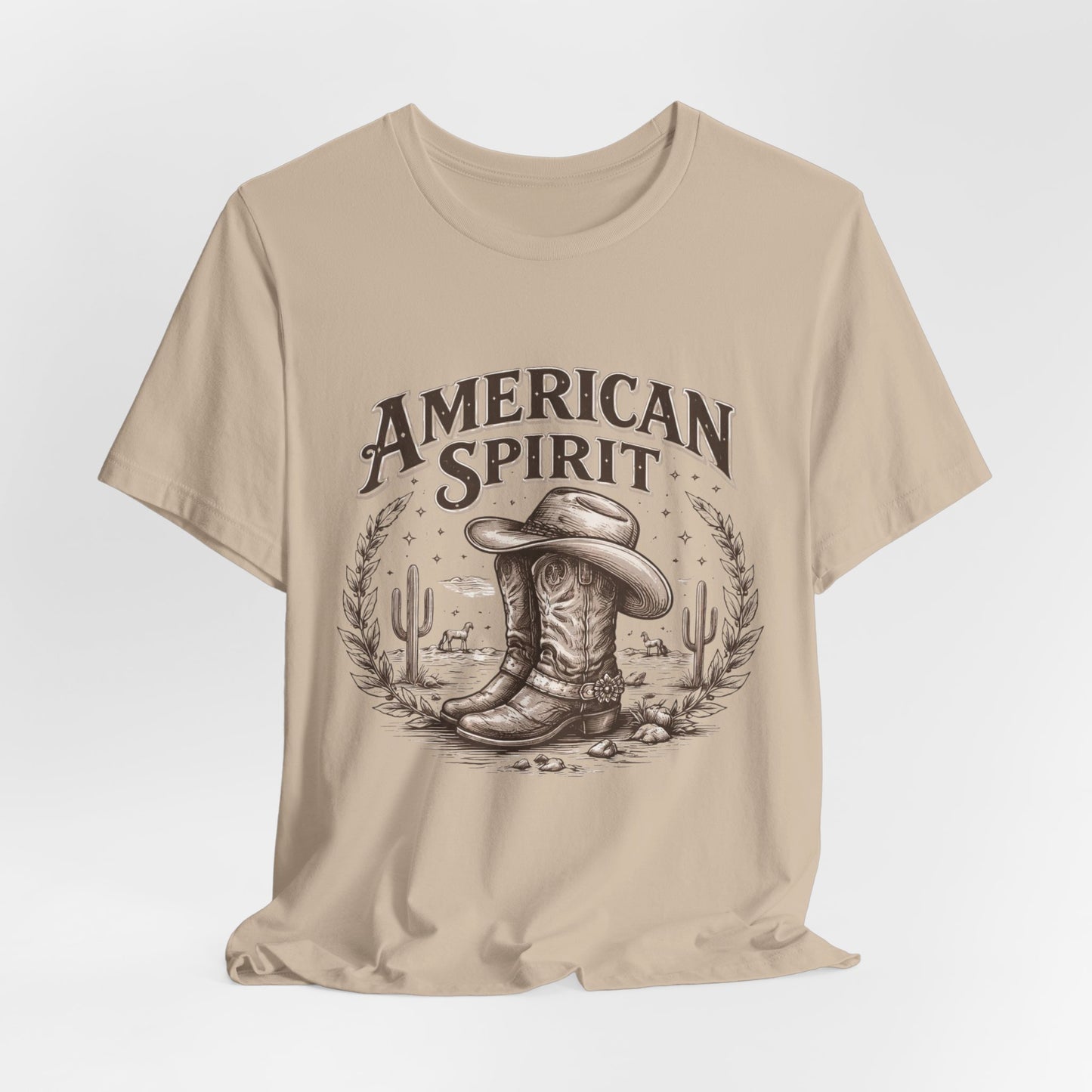 American Spirit Cowboy Tee — Western Boot & Cactus Vintage Graphic T-Shirt