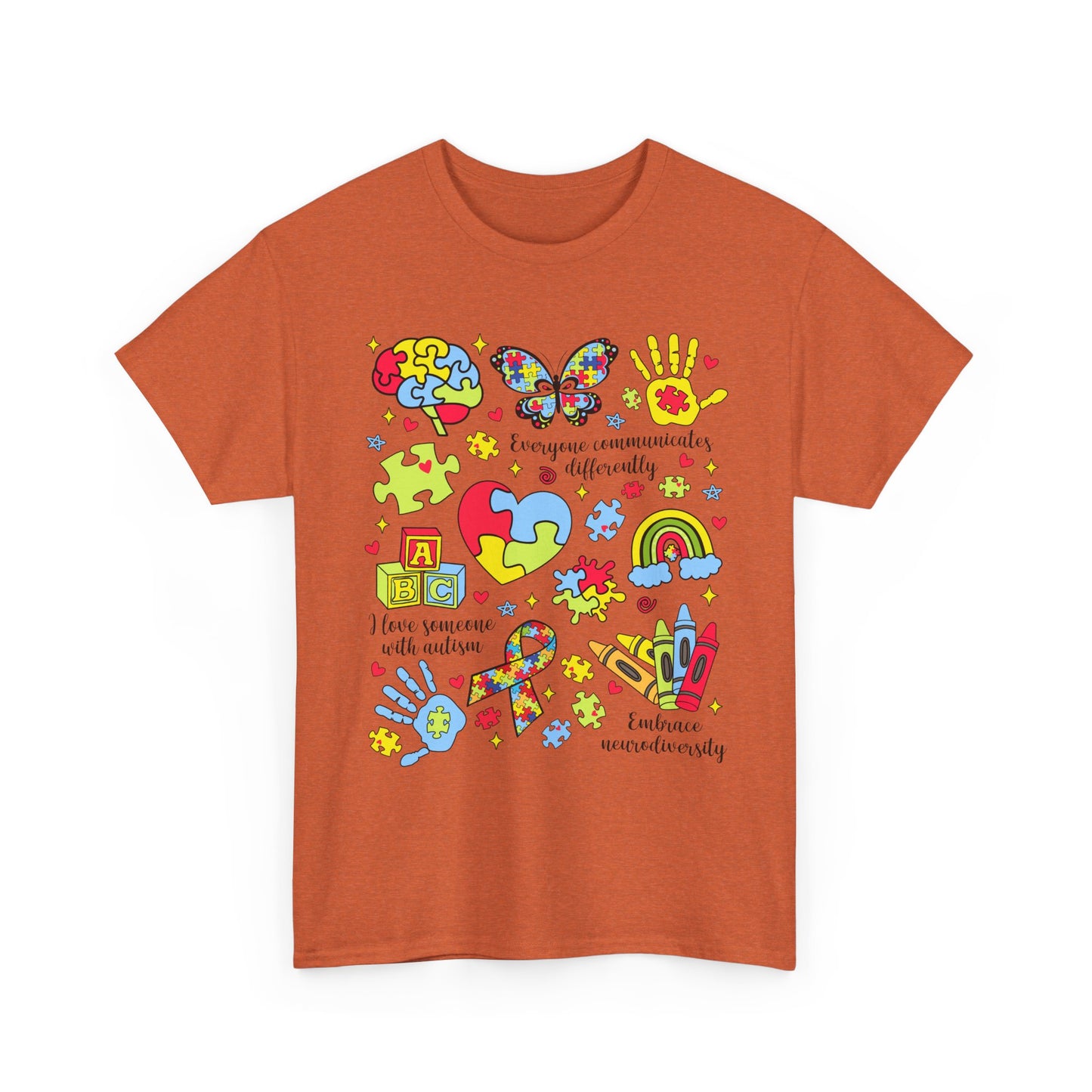 Autism Awareness Graphic Tee — Colorful Puzzle Heart & Hands Design