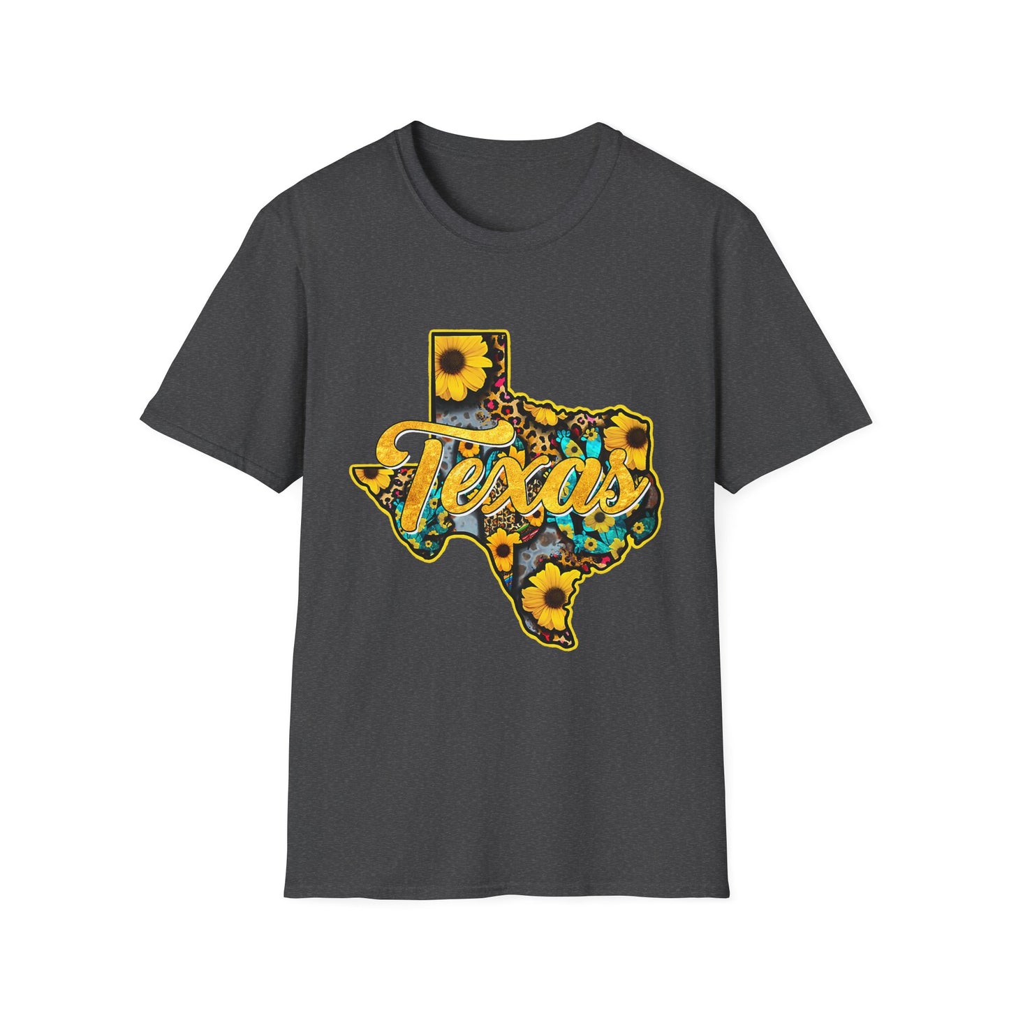 Texas Sunflower State T-Shirt — Floral Texas Map Graphic