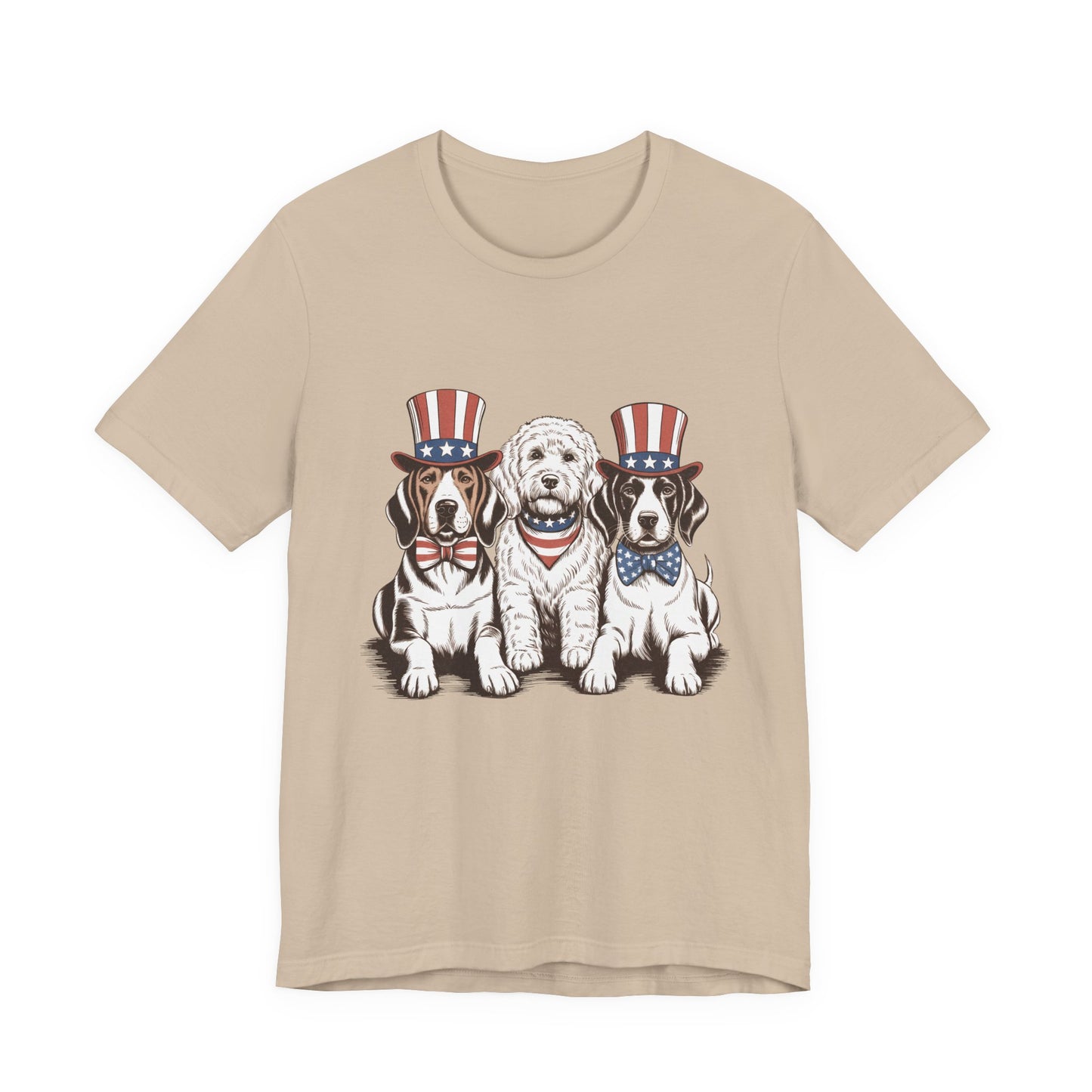 Patriotic Puppies T-Shirt — 4th of July Dog Tee with Uncle Sam Hats