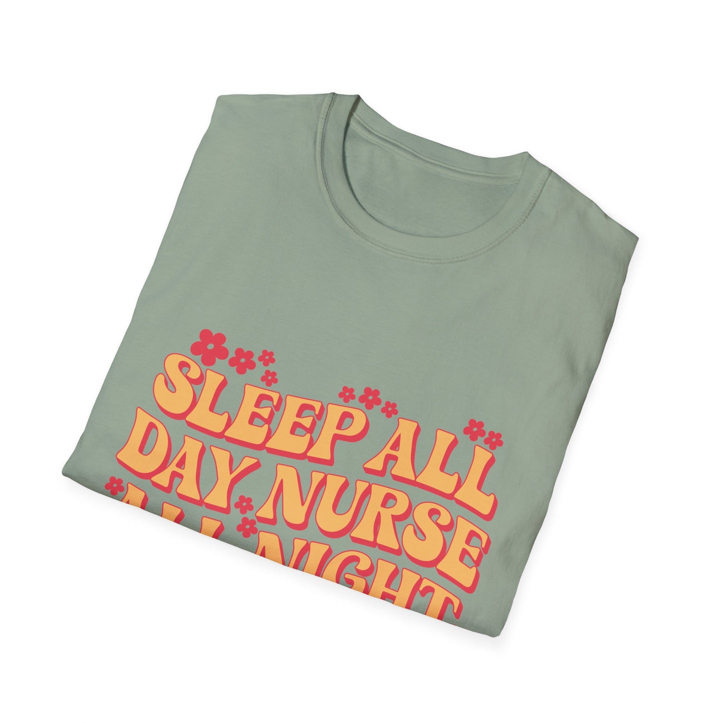 Nurse Life T-Shirt - "Sleep All Day, Nurse All Night" Retro Floral Tee