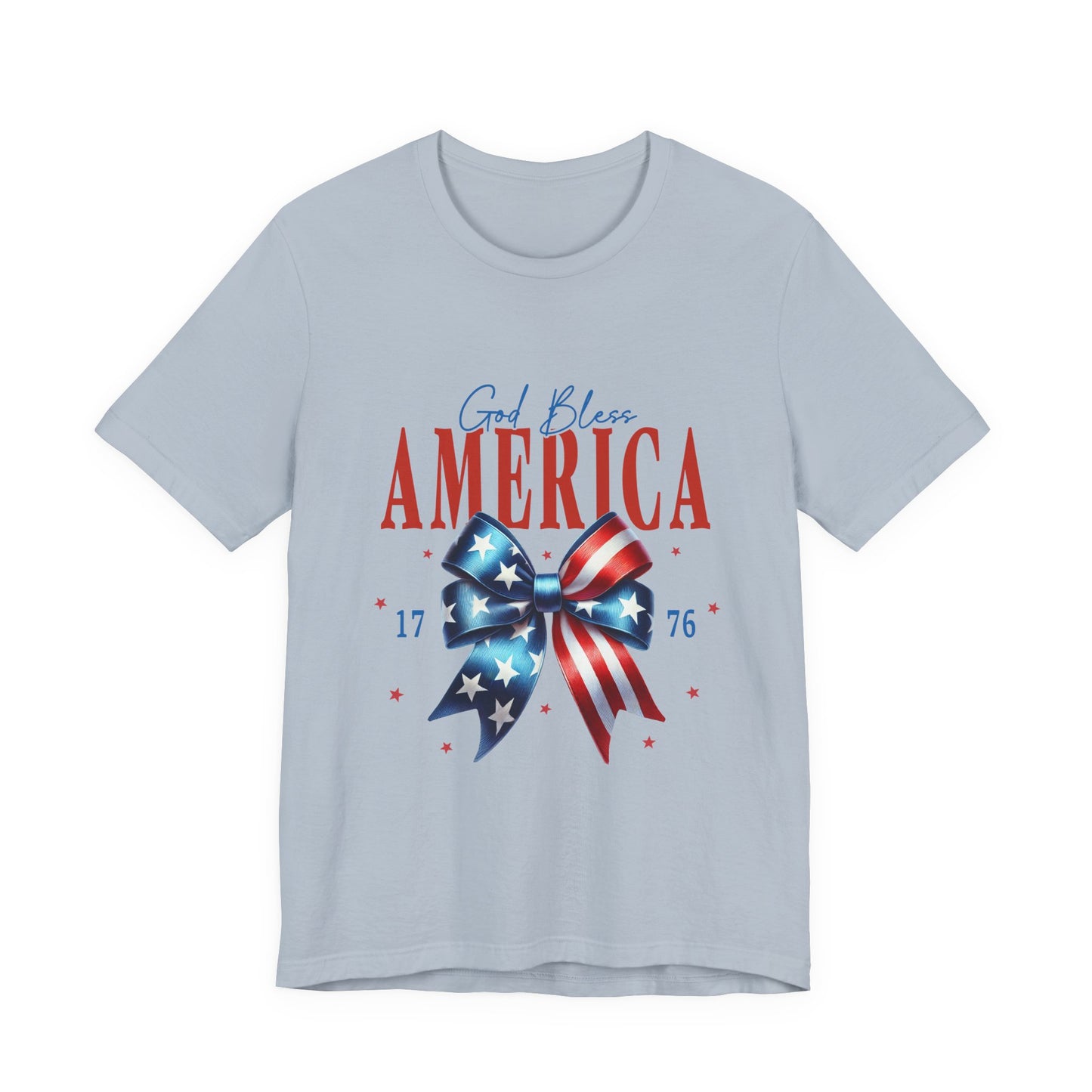 God Bless America Bow T-Shirt — Patriotic 1776 Fourth of July Tee
