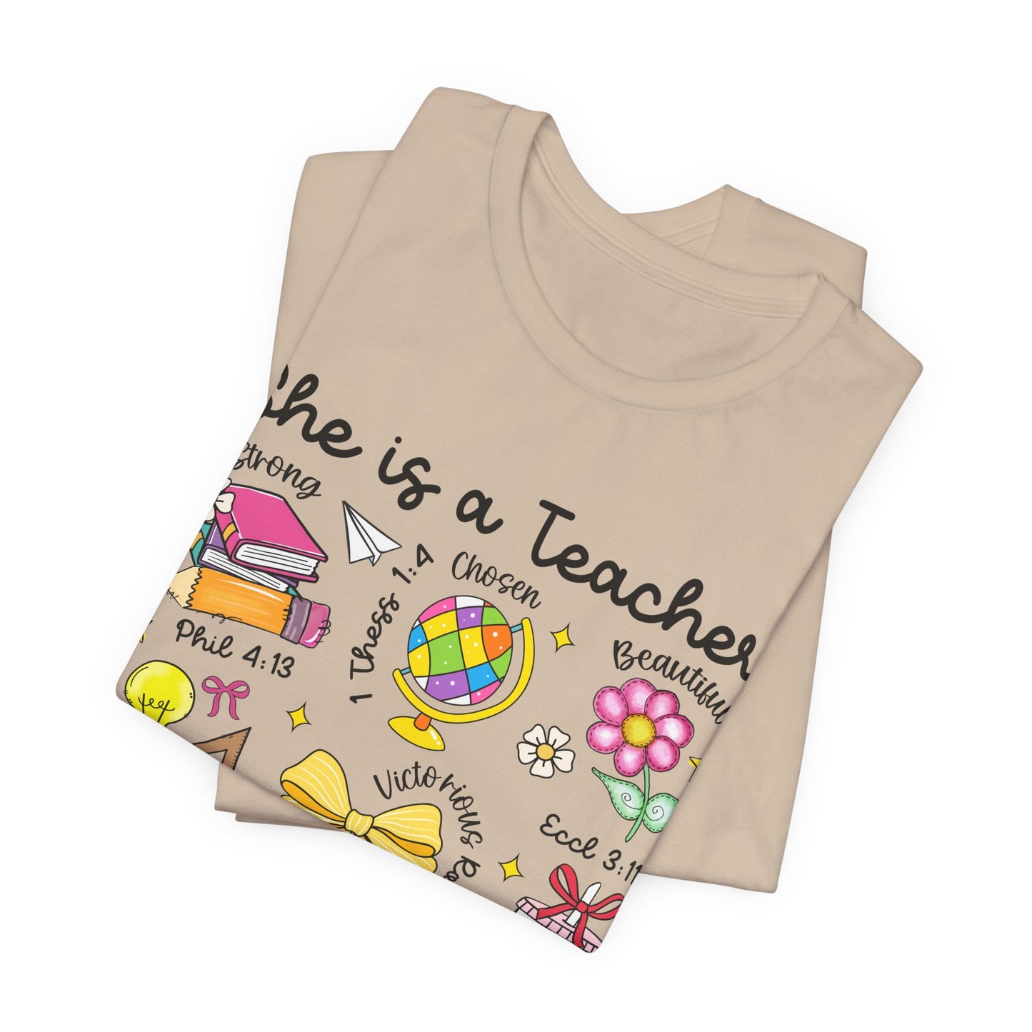 Teacher Illustrated Icons T-Shirt — "She is a Teacher" Appreciation Tee