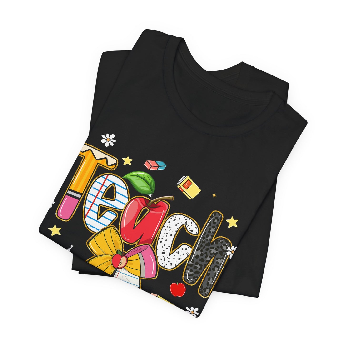 Teacher Floral Pencil Tee - "Teach" Cute School T-Shirt for Educators