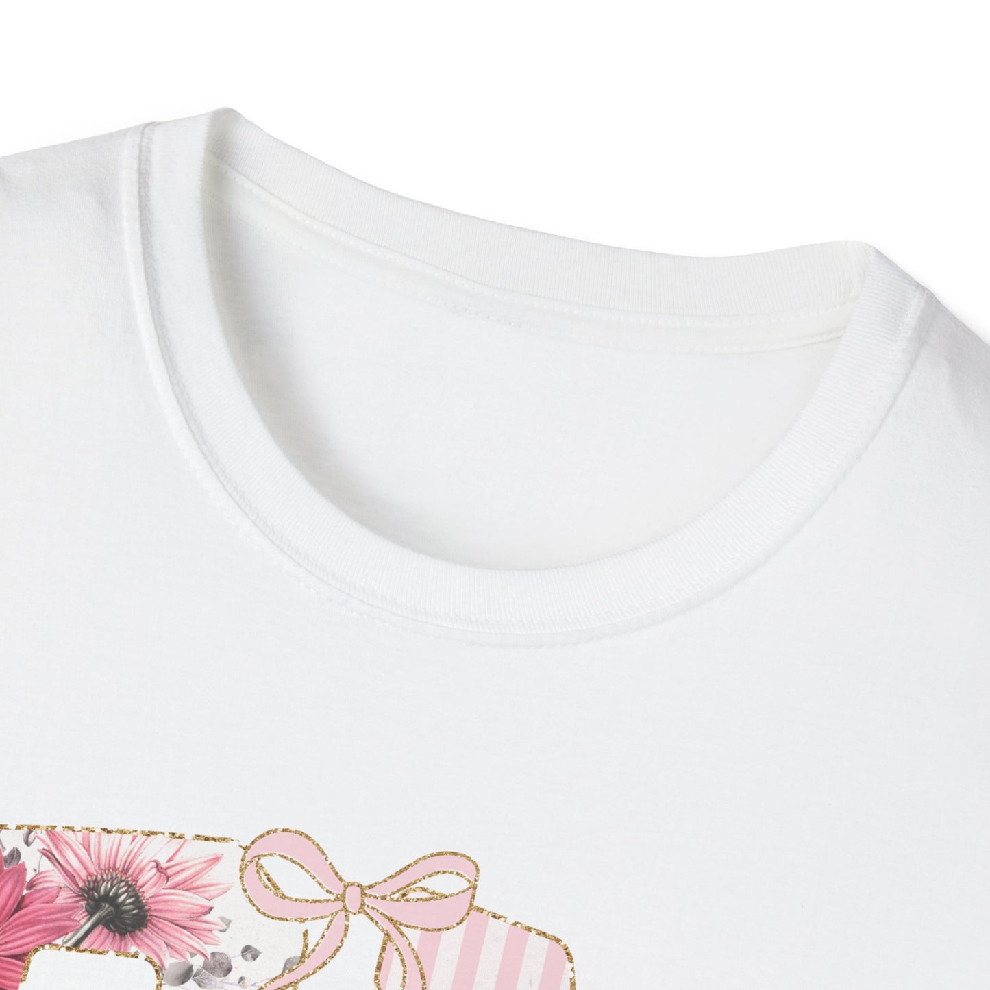 T-Shirt — RN Floral Script Design (Pink Stripes & Roses)